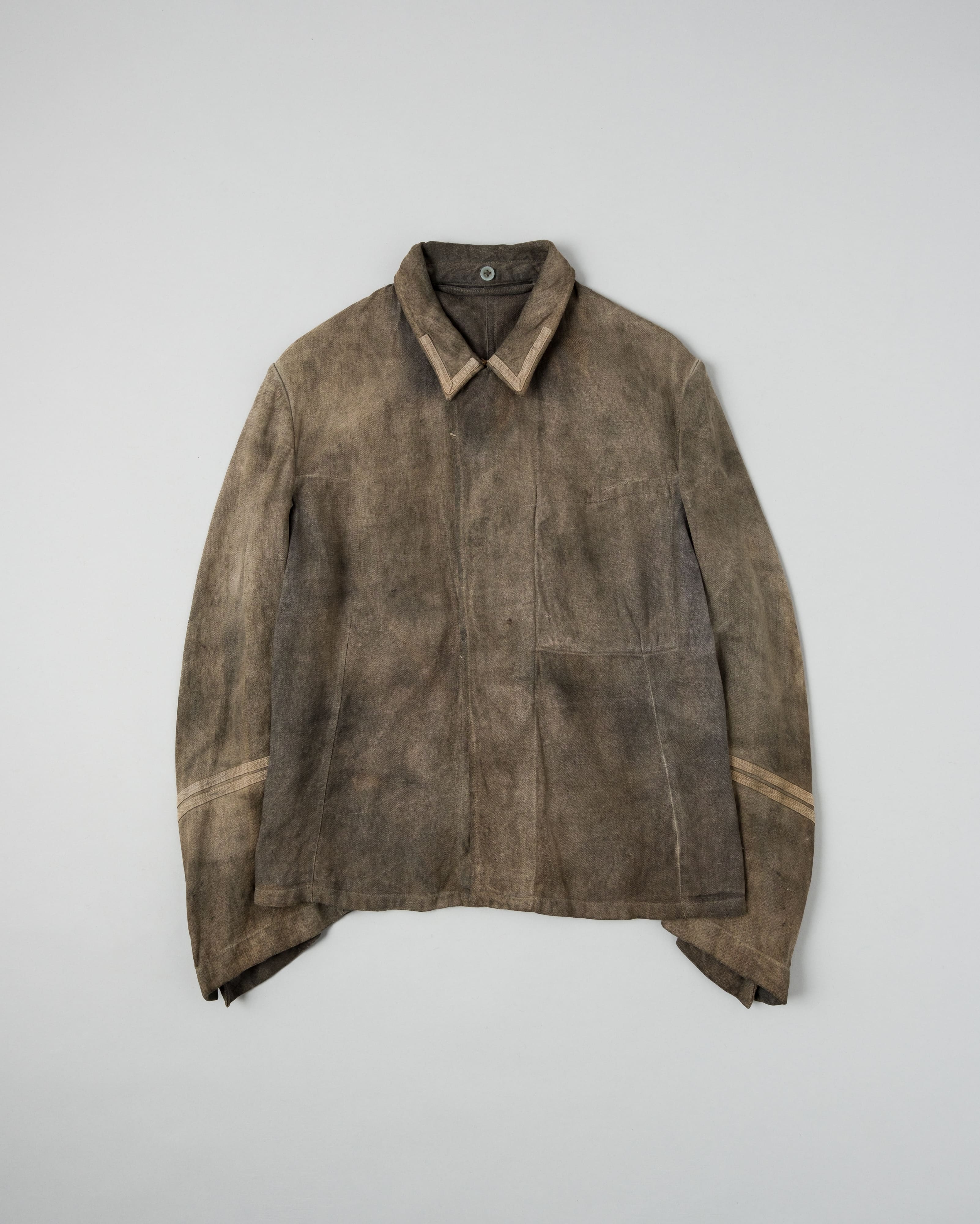 【~30's】German Air Force Gray Drillich HBT Linen Work Jacket "Unusual Color" "Luftwaffe"