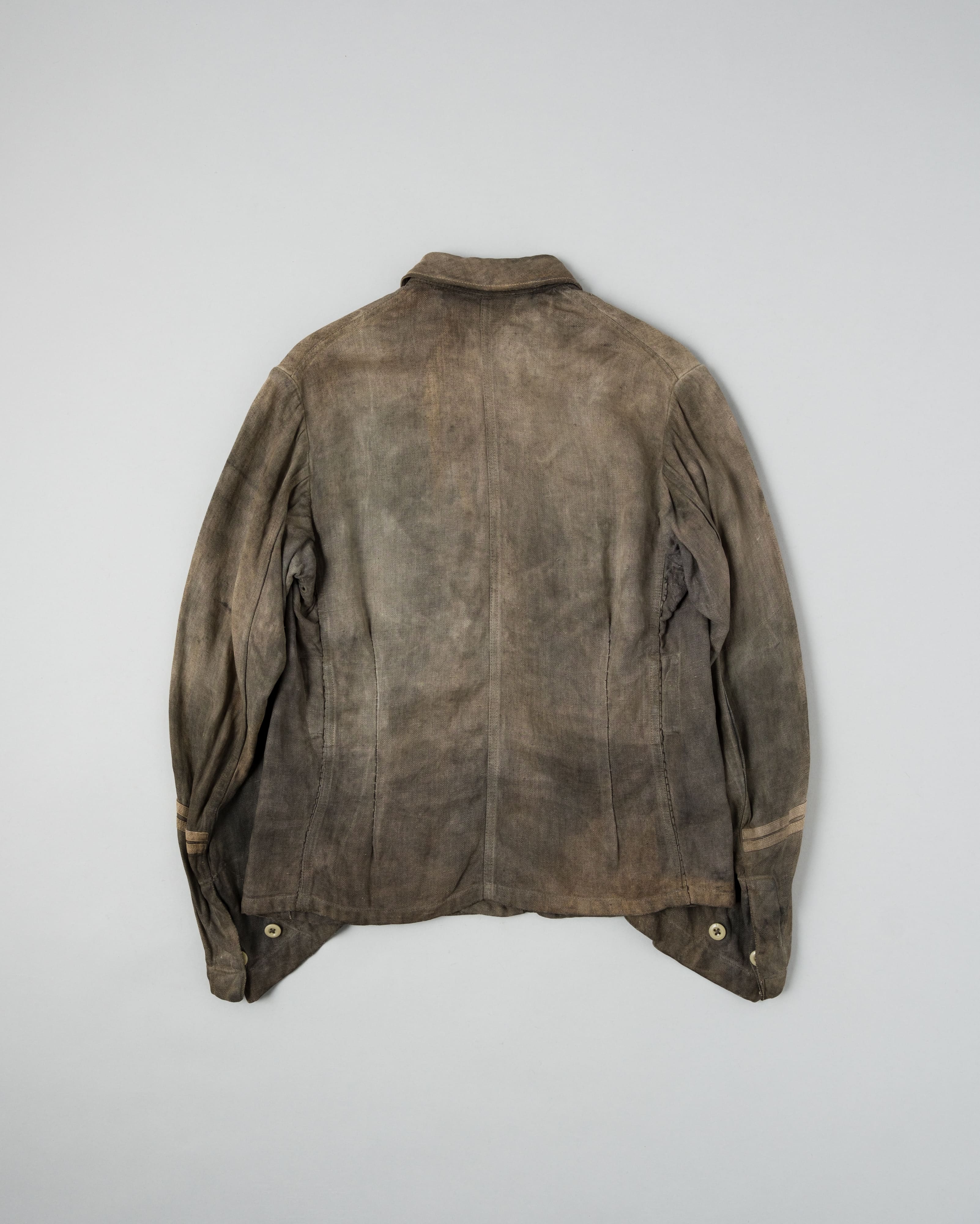 【~30's】German Air Force Gray Drillich HBT Linen Work Jacket "Unusual Color" "Luftwaffe"