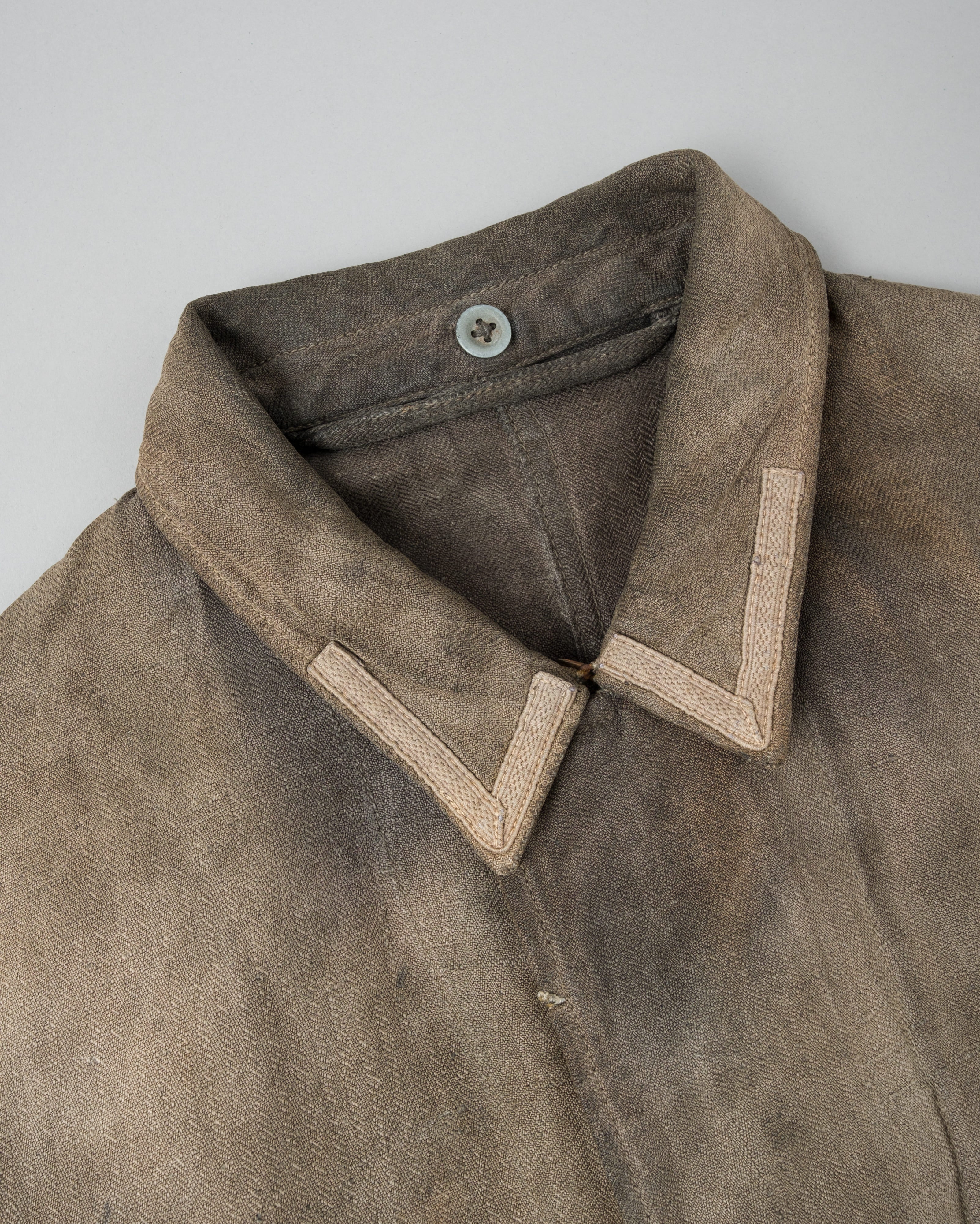 【~30's】German Air Force Gray Drillich HBT Linen Work Jacket "Unusual Color" "Luftwaffe"