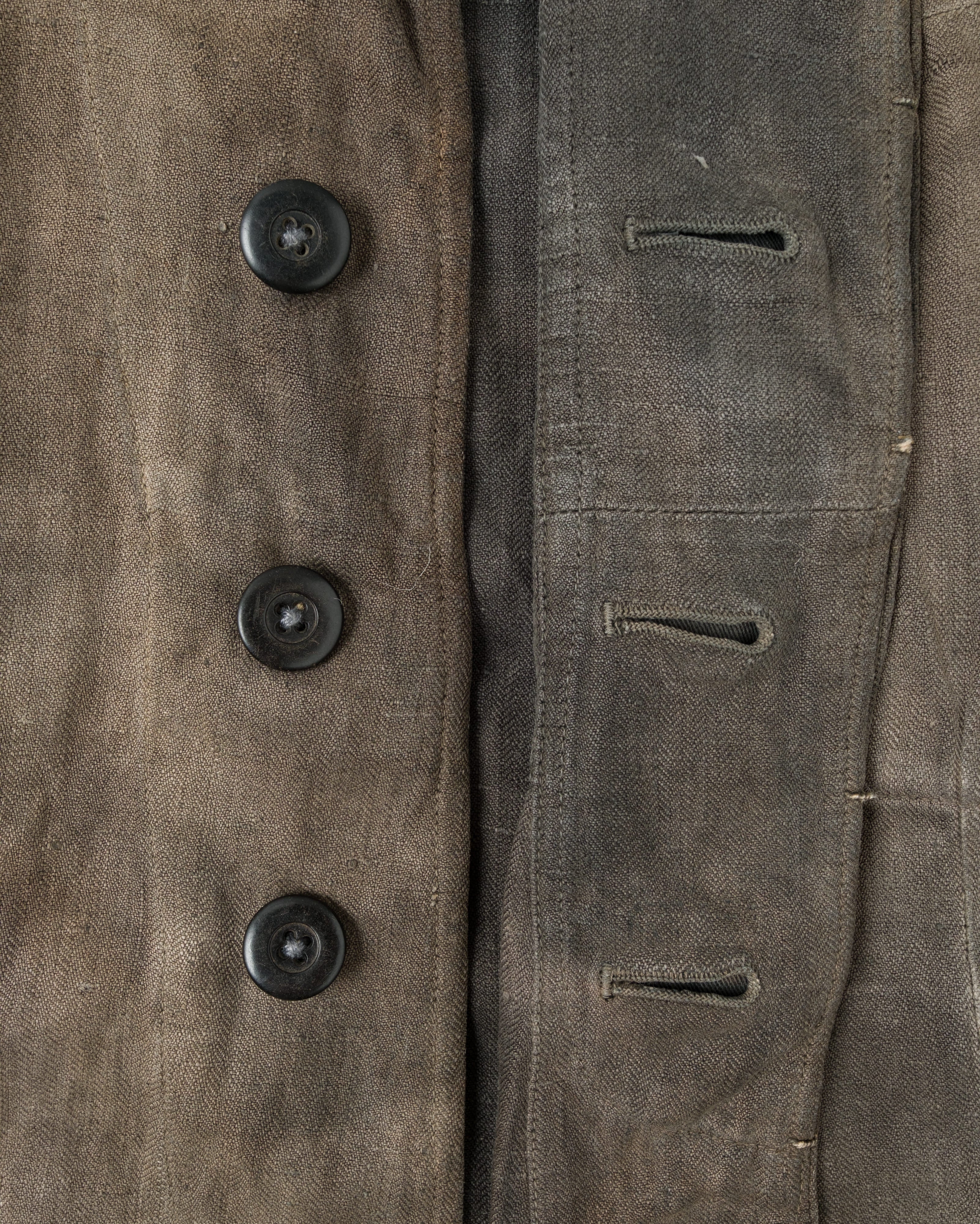 【~30's】German Air Force Gray Drillich HBT Linen Work Jacket "Unusual Color" "Luftwaffe"
