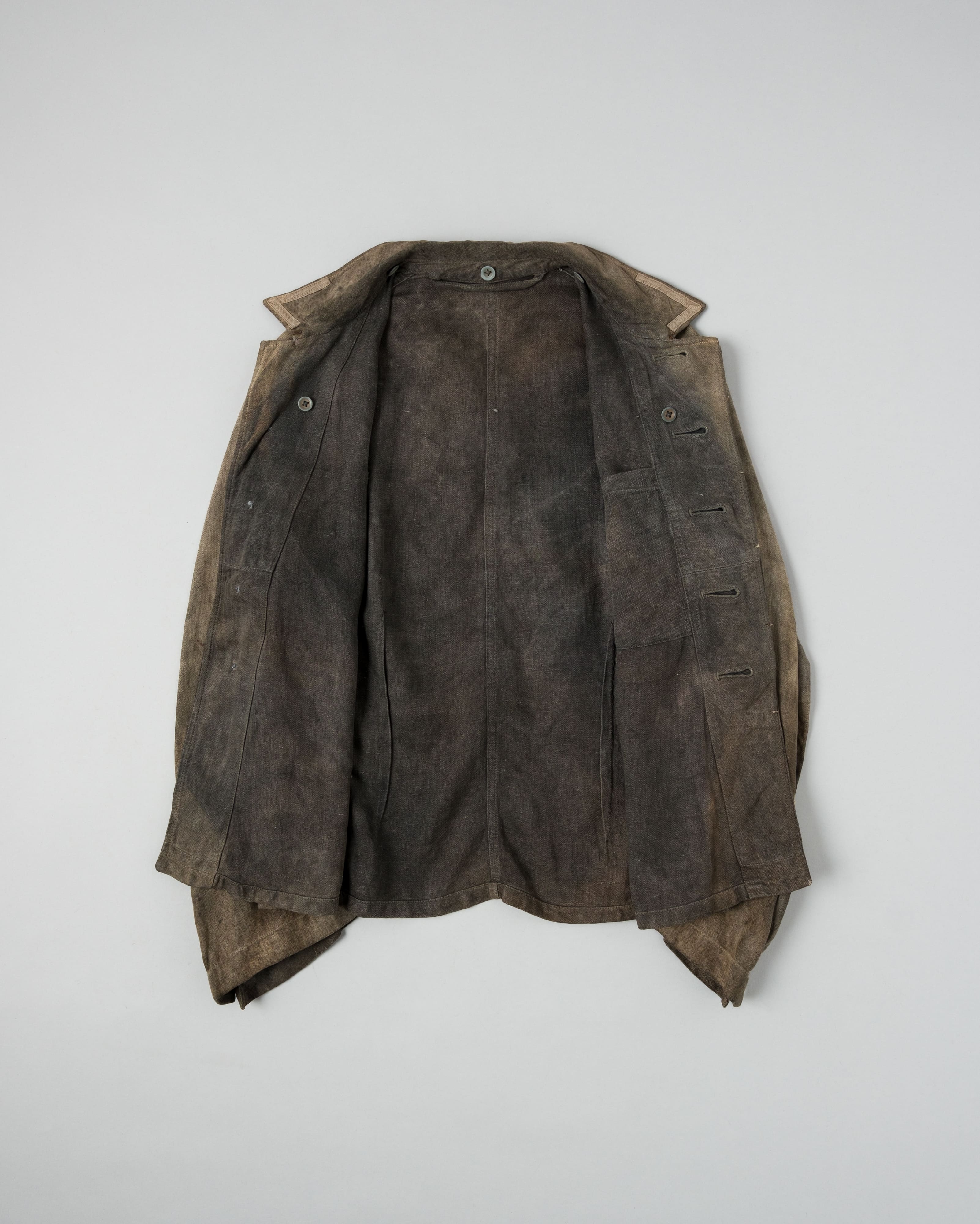 【~30's】German Air Force Gray Drillich HBT Linen Work Jacket "Unusual Color" "Luftwaffe"