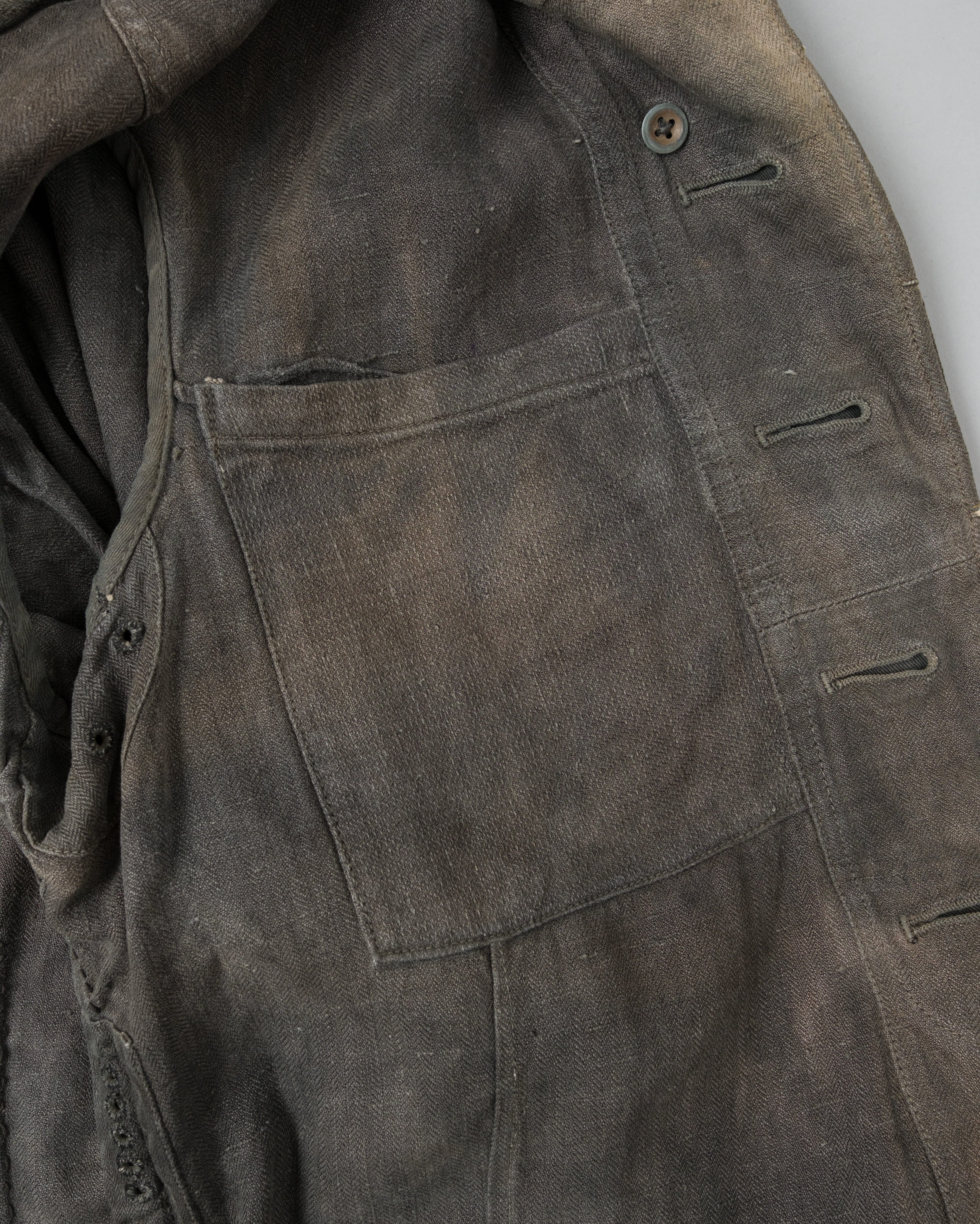 【~30's】German Air Force Gray Drillich HBT Linen Work Jacket "Unusual Color" "Luftwaffe"