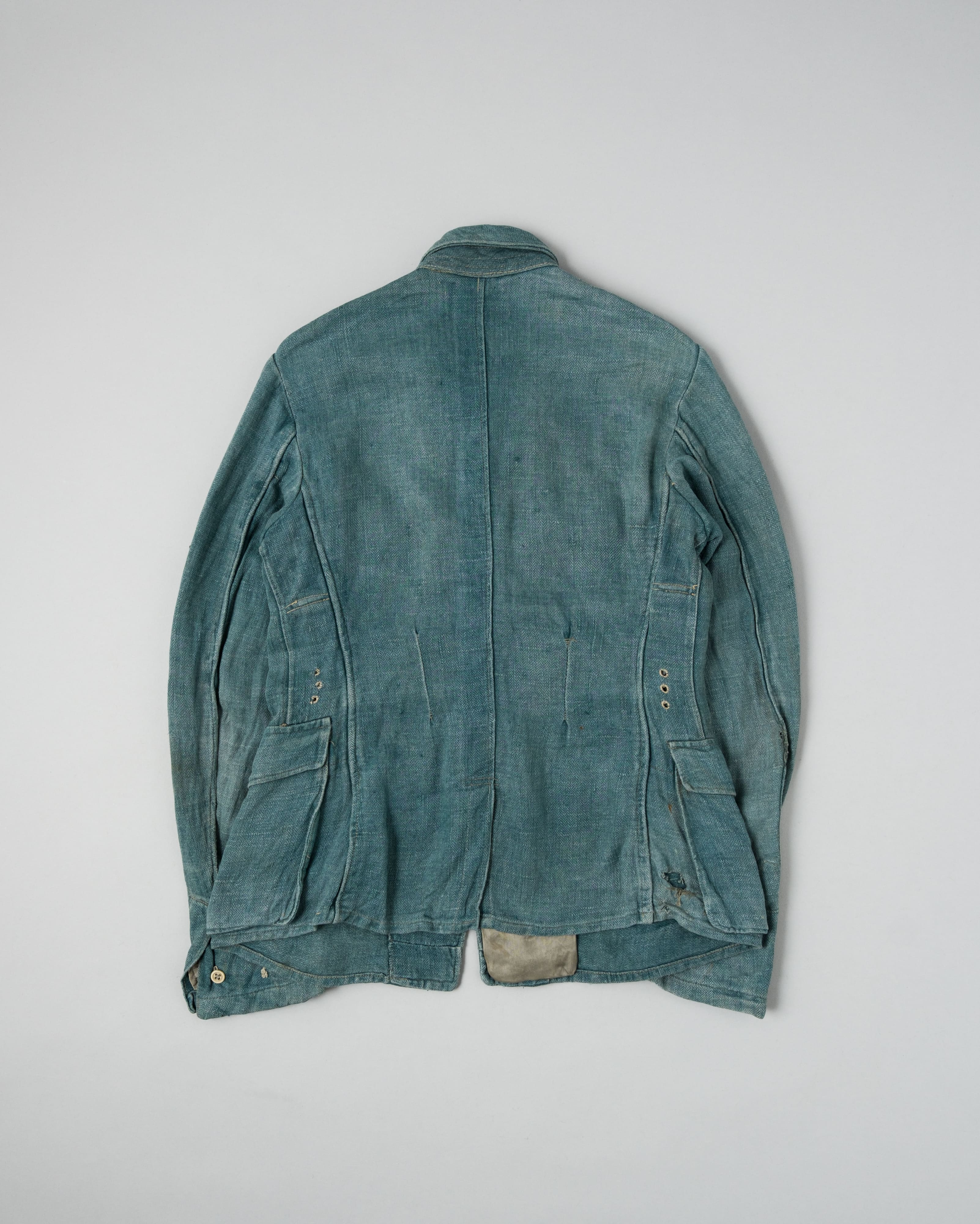 【~40's】WWII German Army Turquoise Green Drillich HBT Linen Summer Field Jacket "Wehrmacht"