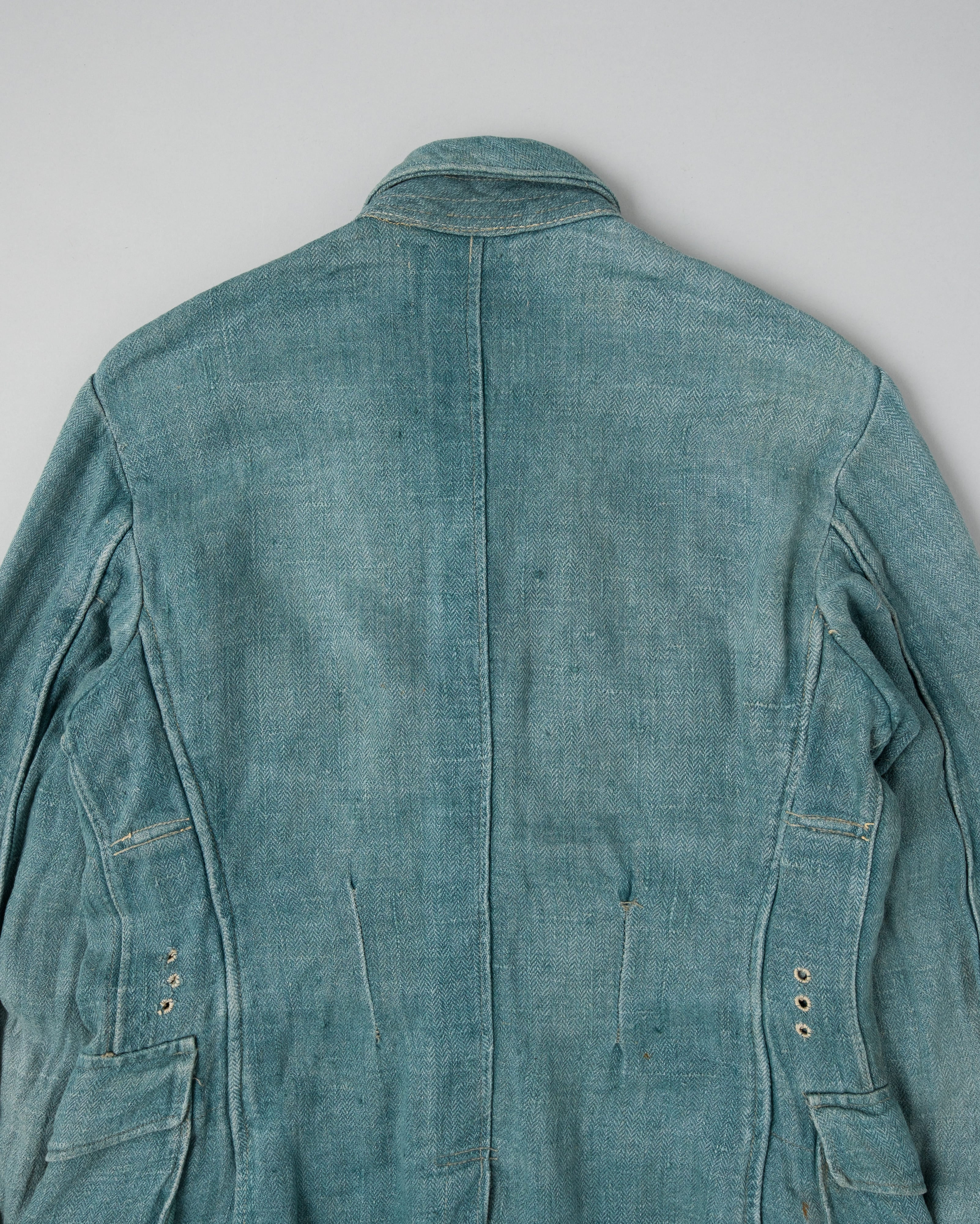 【~40's】WWII German Army Turquoise Green Drillich HBT Linen Summer Field Jacket "Wehrmacht"