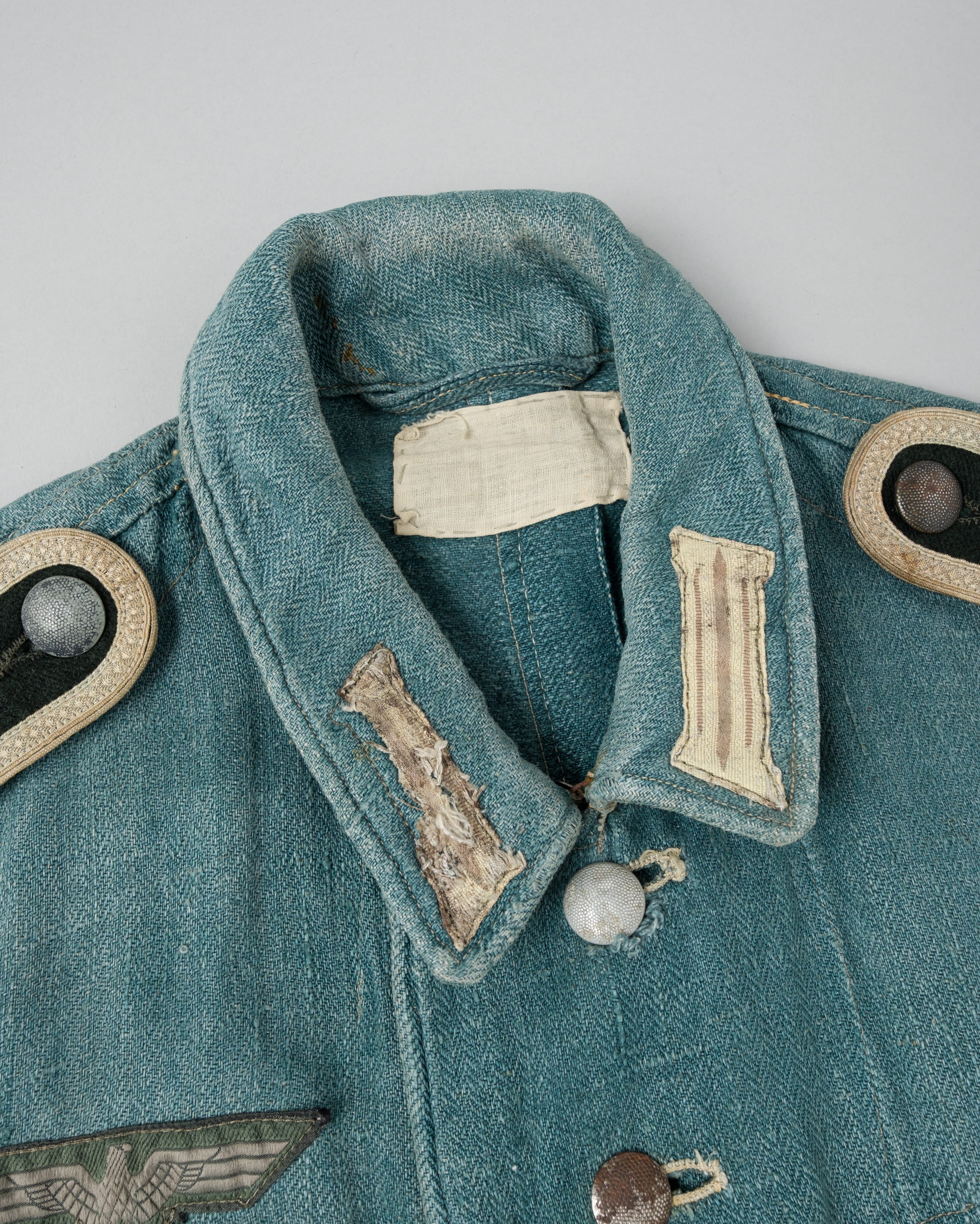【~40's】WWII German Army Turquoise Green Drillich HBT Linen Summer Field Jacket "Wehrmacht"