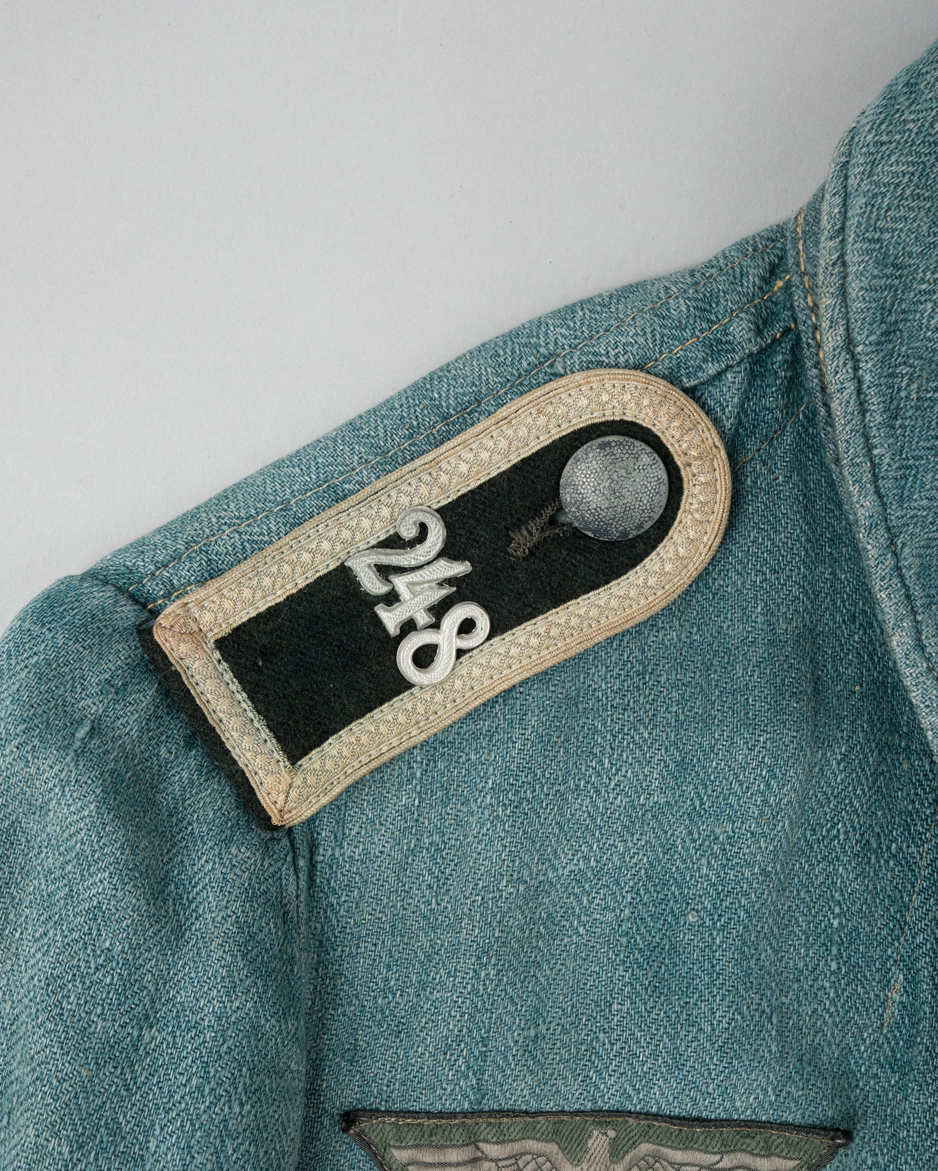 【~40's】WWII German Army Turquoise Green Drillich HBT Linen Summer Field Jacket "Wehrmacht"