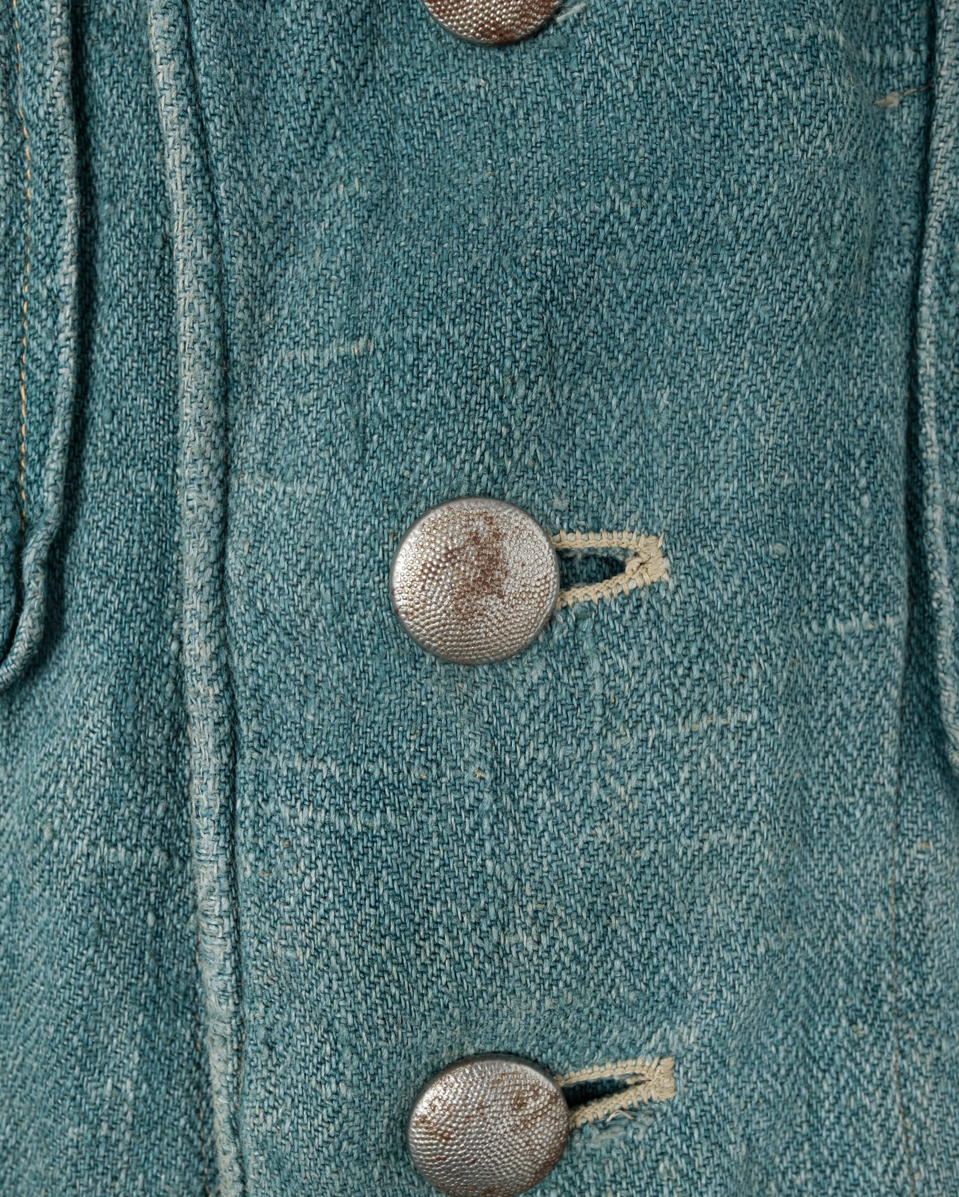 【~40's】WWII German Army Turquoise Green Drillich HBT Linen Summer Field Jacket "Wehrmacht"