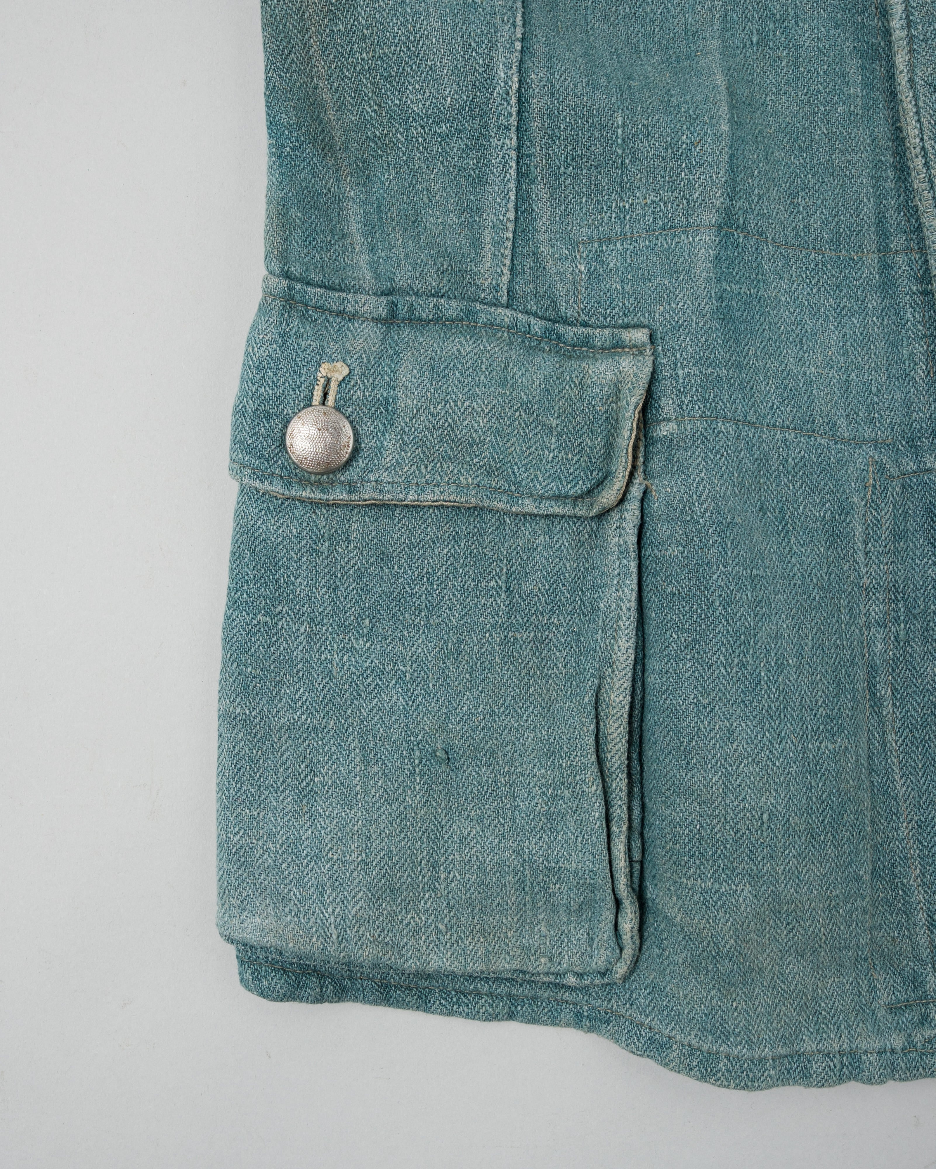 【~40's】WWII German Army Turquoise Green Drillich HBT Linen Summer Field Jacket "Wehrmacht"