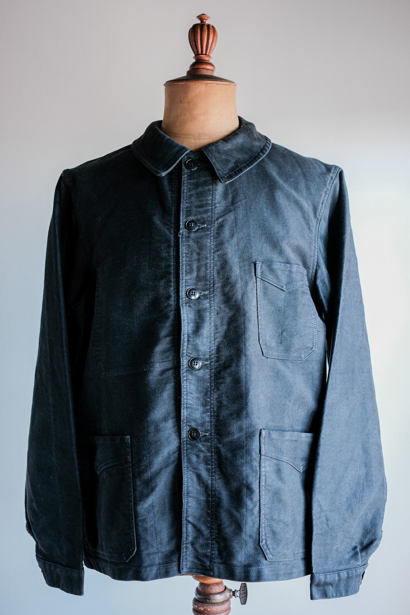 【~50's】French Vintage Black Moleskin Work Jacket