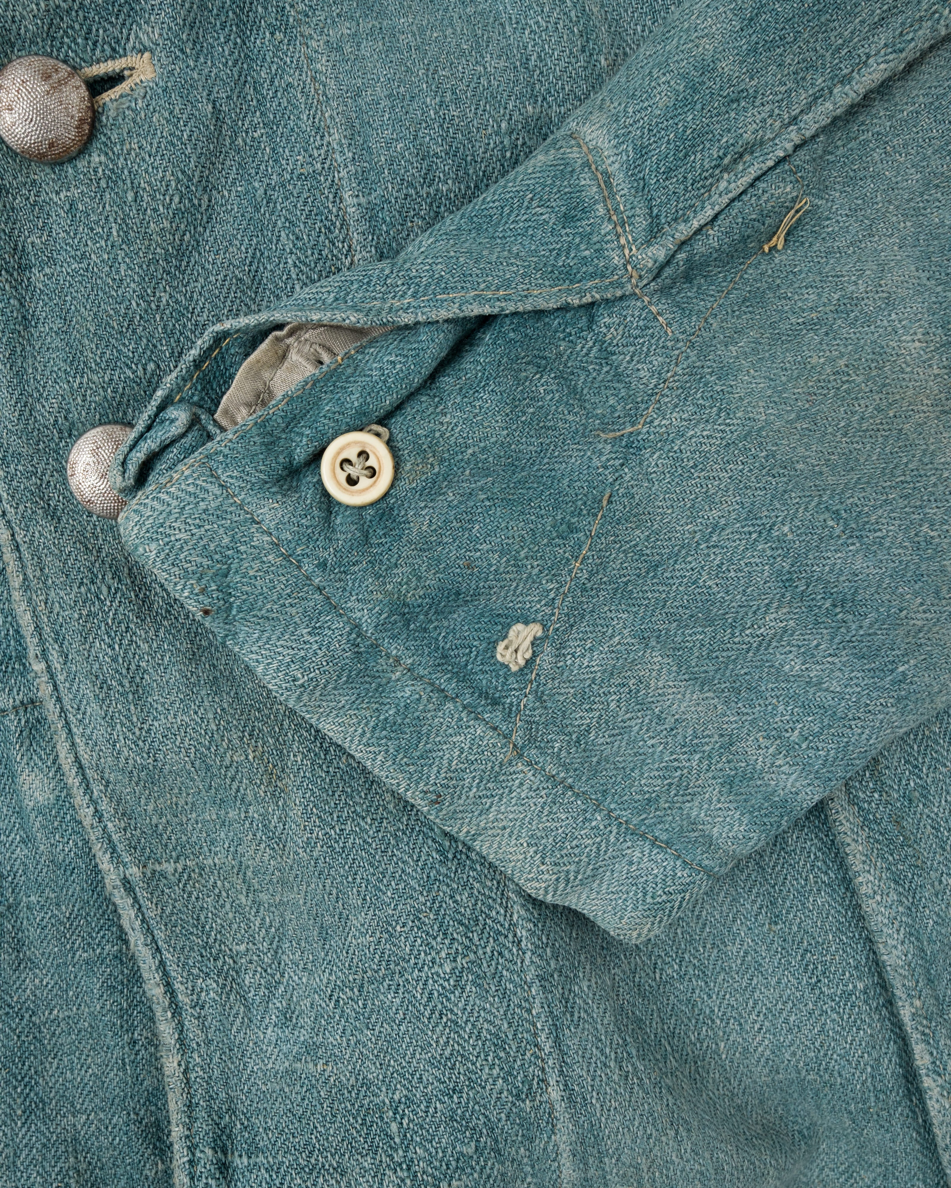 【~40's】WWII German Army Turquoise Green Drillich HBT Linen Summer Field Jacket "Wehrmacht"