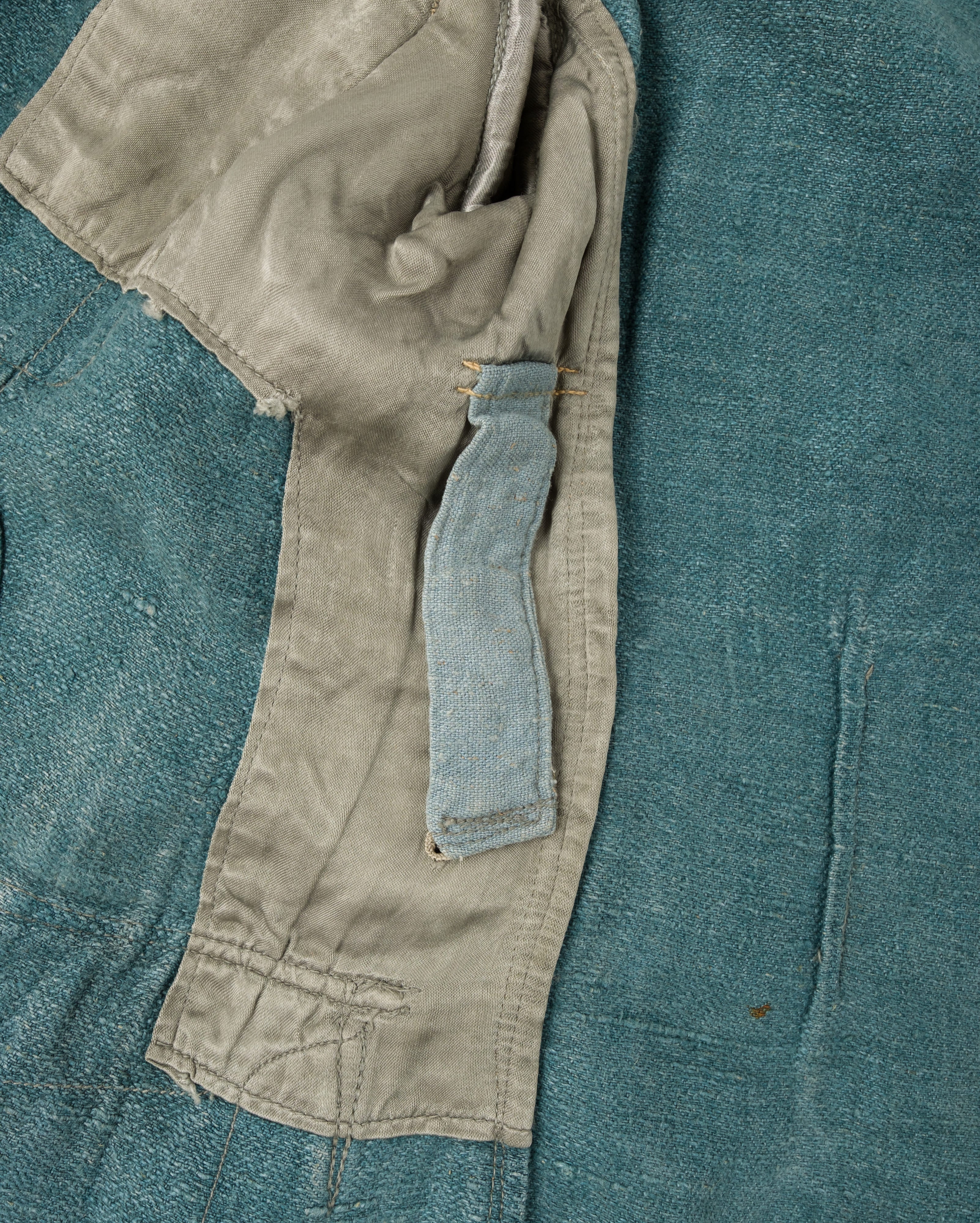 【~40's】WWII German Army Turquoise Green Drillich HBT Linen Summer Field Jacket "Wehrmacht"