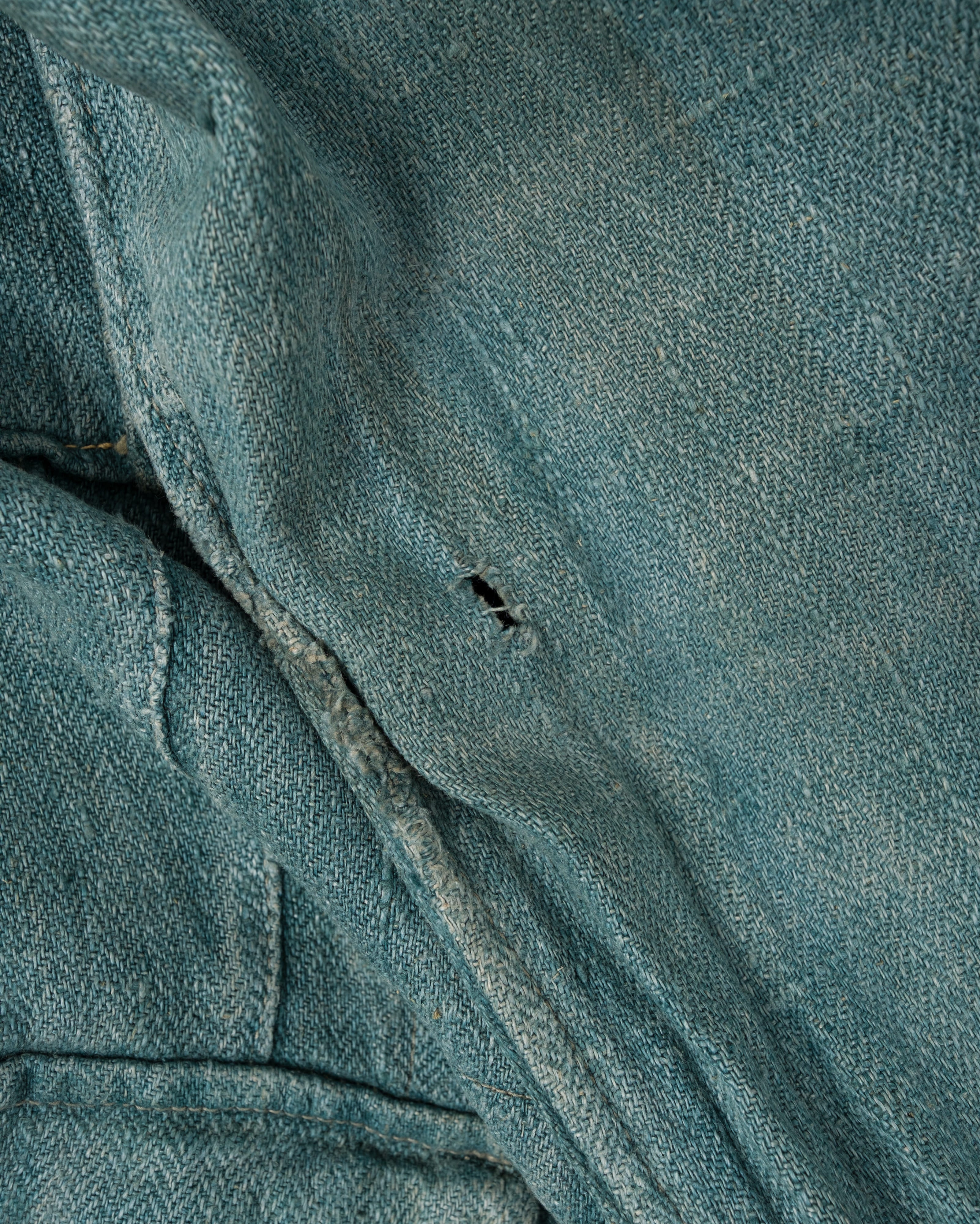 【~40's】WWII German Army Turquoise Green Drillich HBT Linen Summer Field Jacket "Wehrmacht"