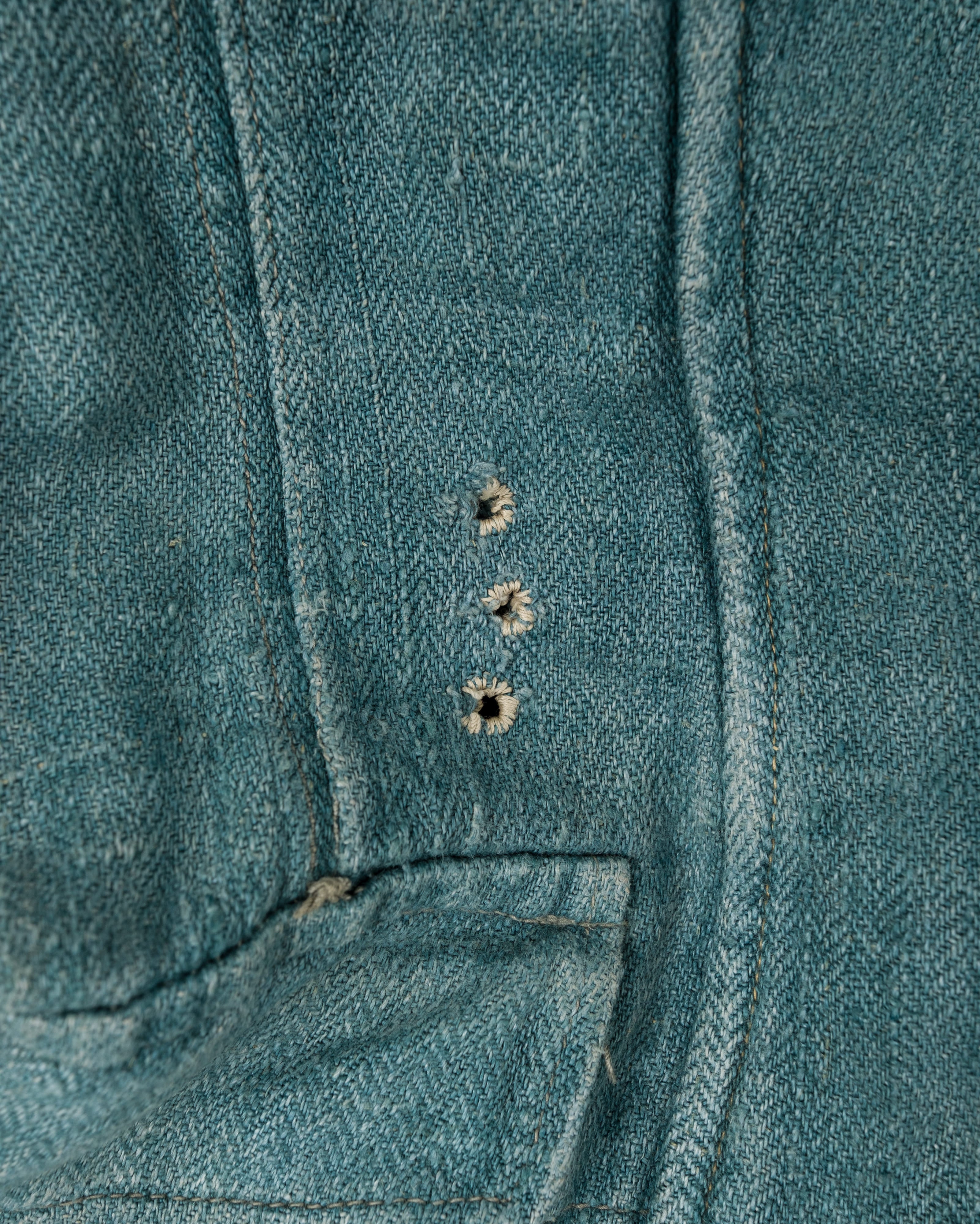 【~40's】WWII German Army Turquoise Green Drillich HBT Linen Summer Field Jacket "Wehrmacht"