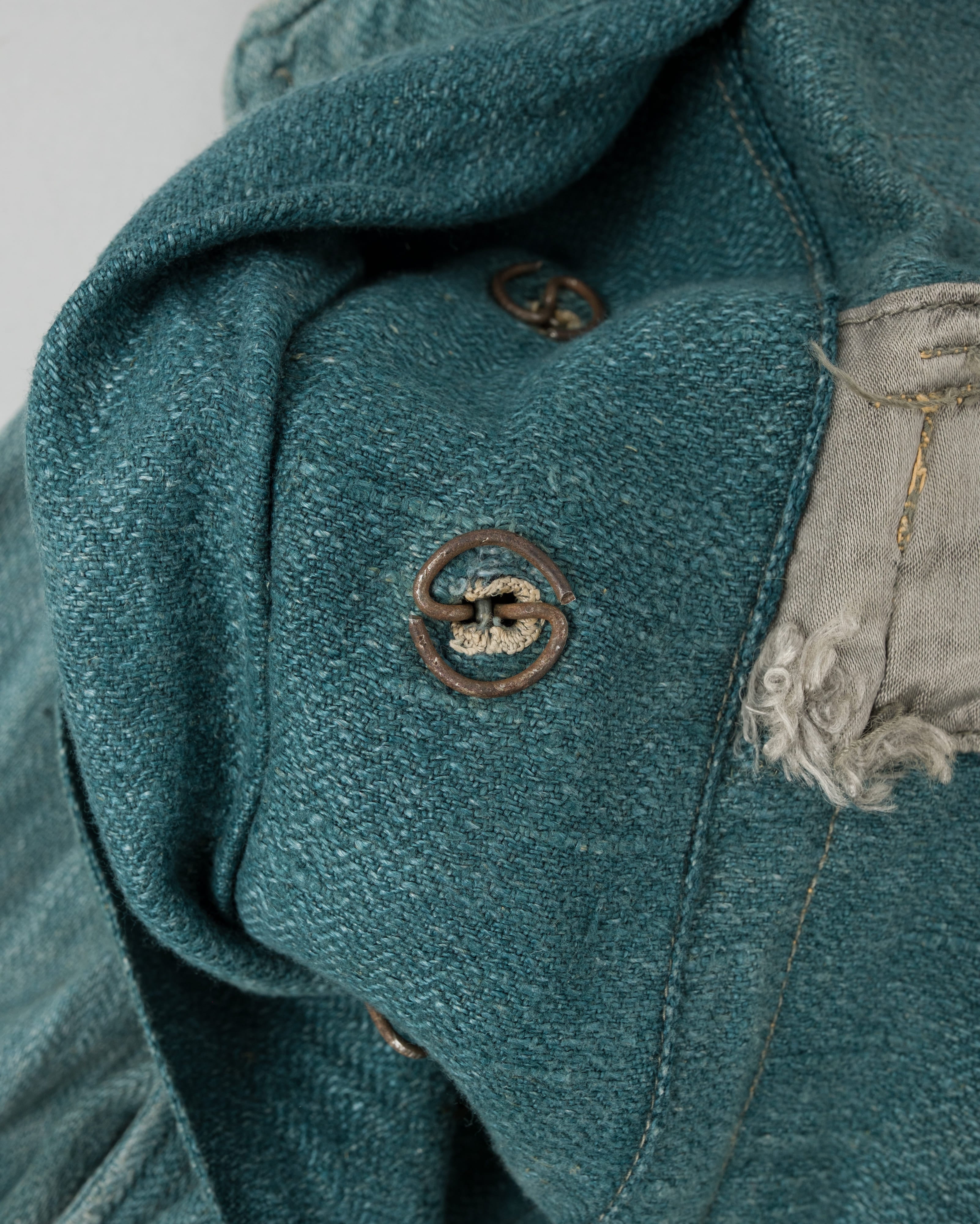 【~40's】WWII German Army Turquoise Green Drillich HBT Linen Summer Field Jacket "Wehrmacht"