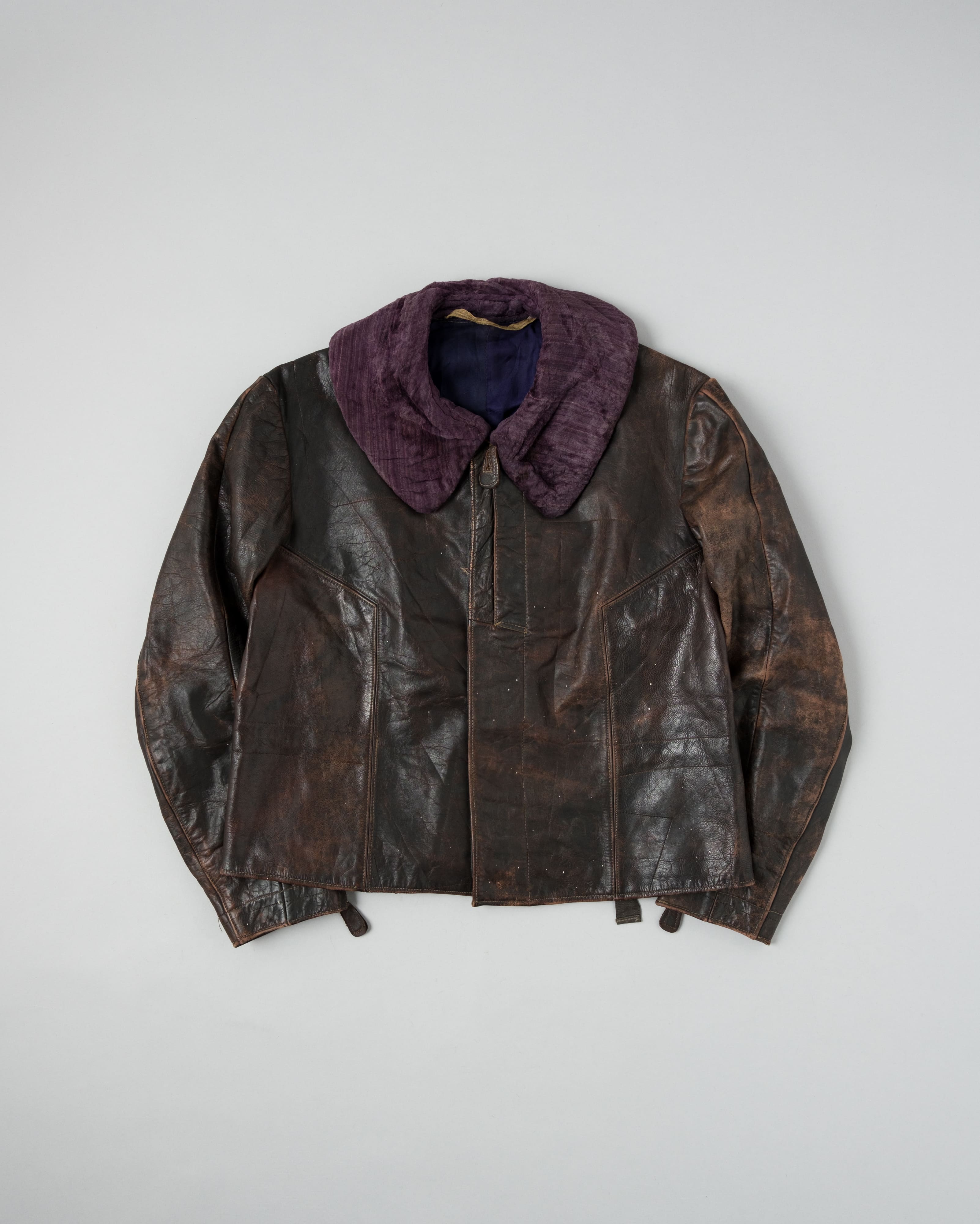 【~40's】WWII German Air Force Elite Jet Fighter Winter Leather Flight Jacket "Luftwaffe"