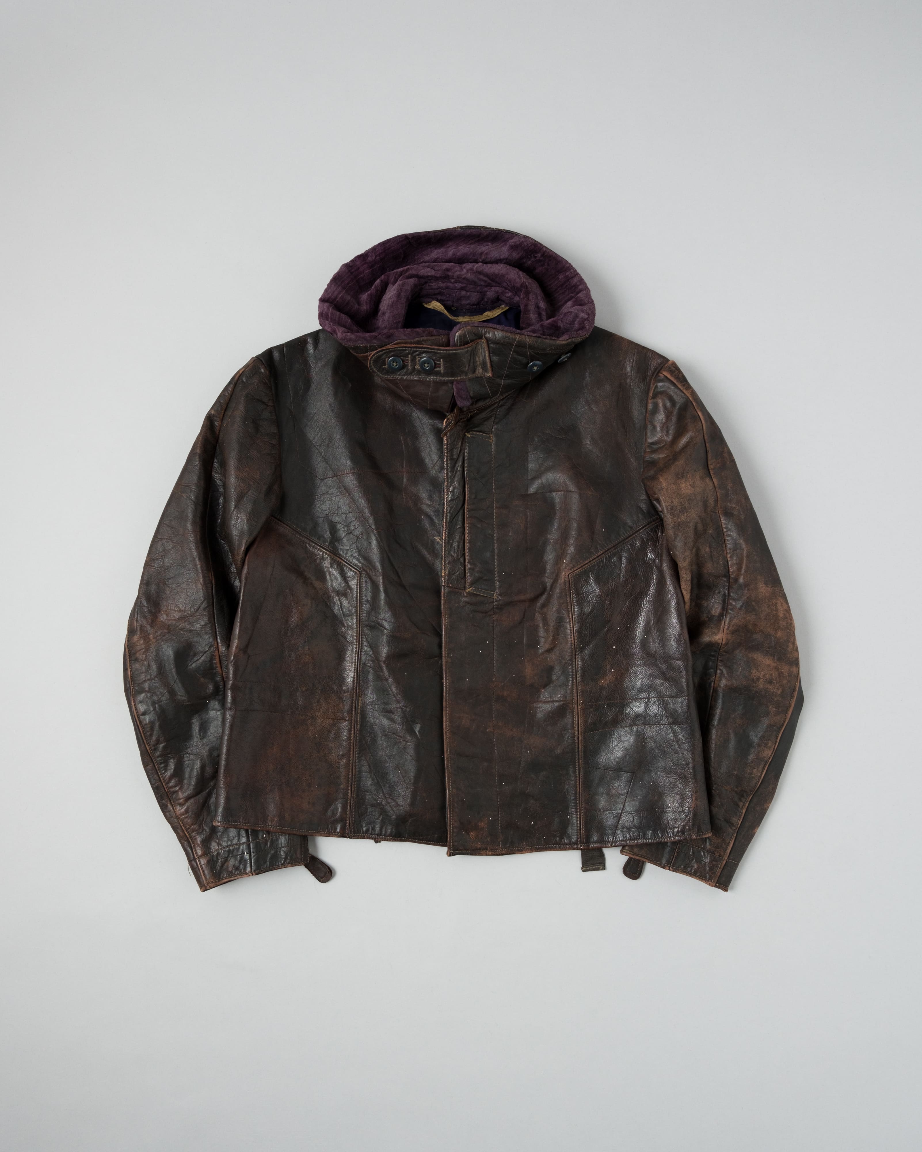 【~40's】WWII German Air Force Elite Jet Fighter Winter Leather Flight Jacket "Luftwaffe"