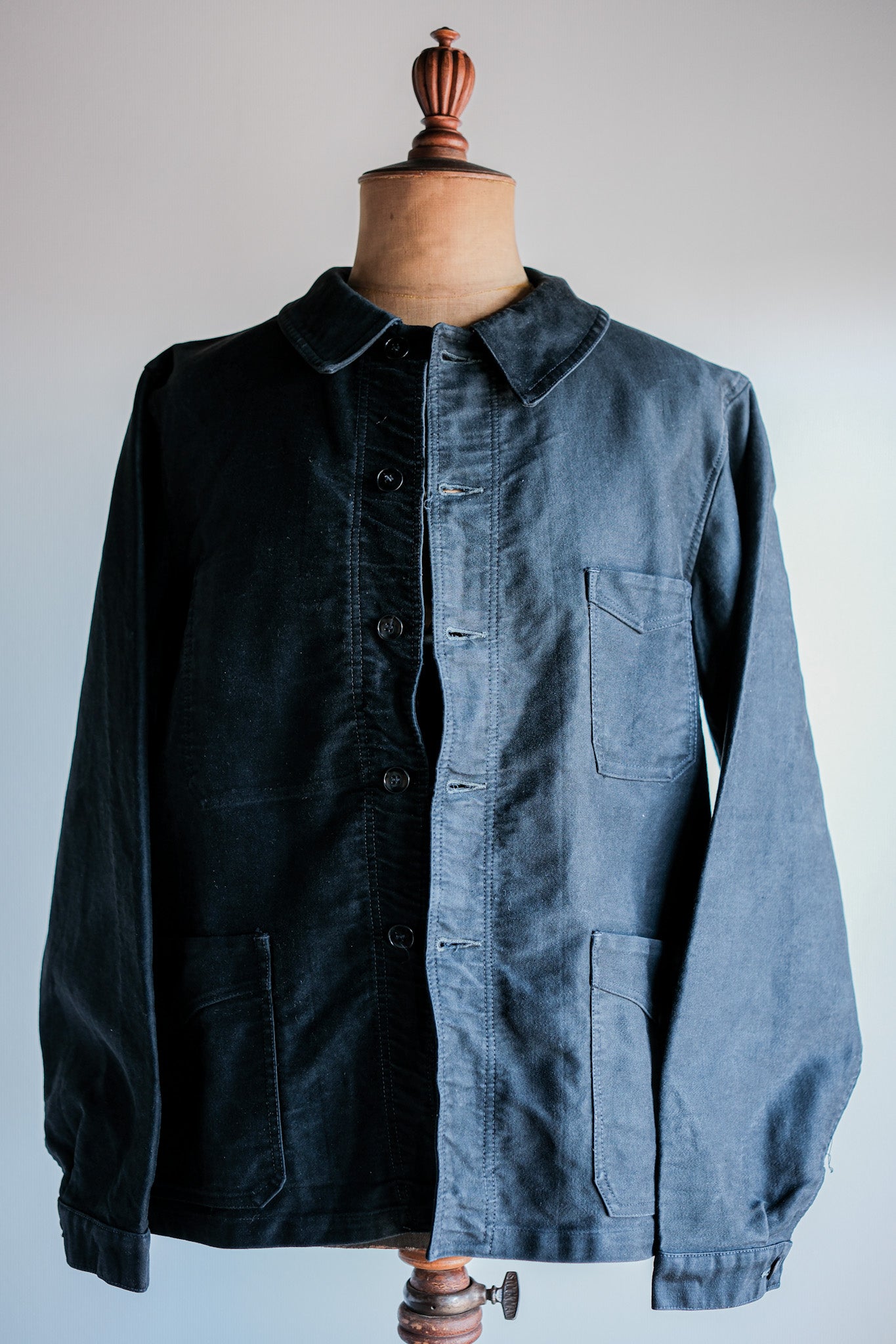 【~50's】French Vintage Black Moleskin Work Jacket