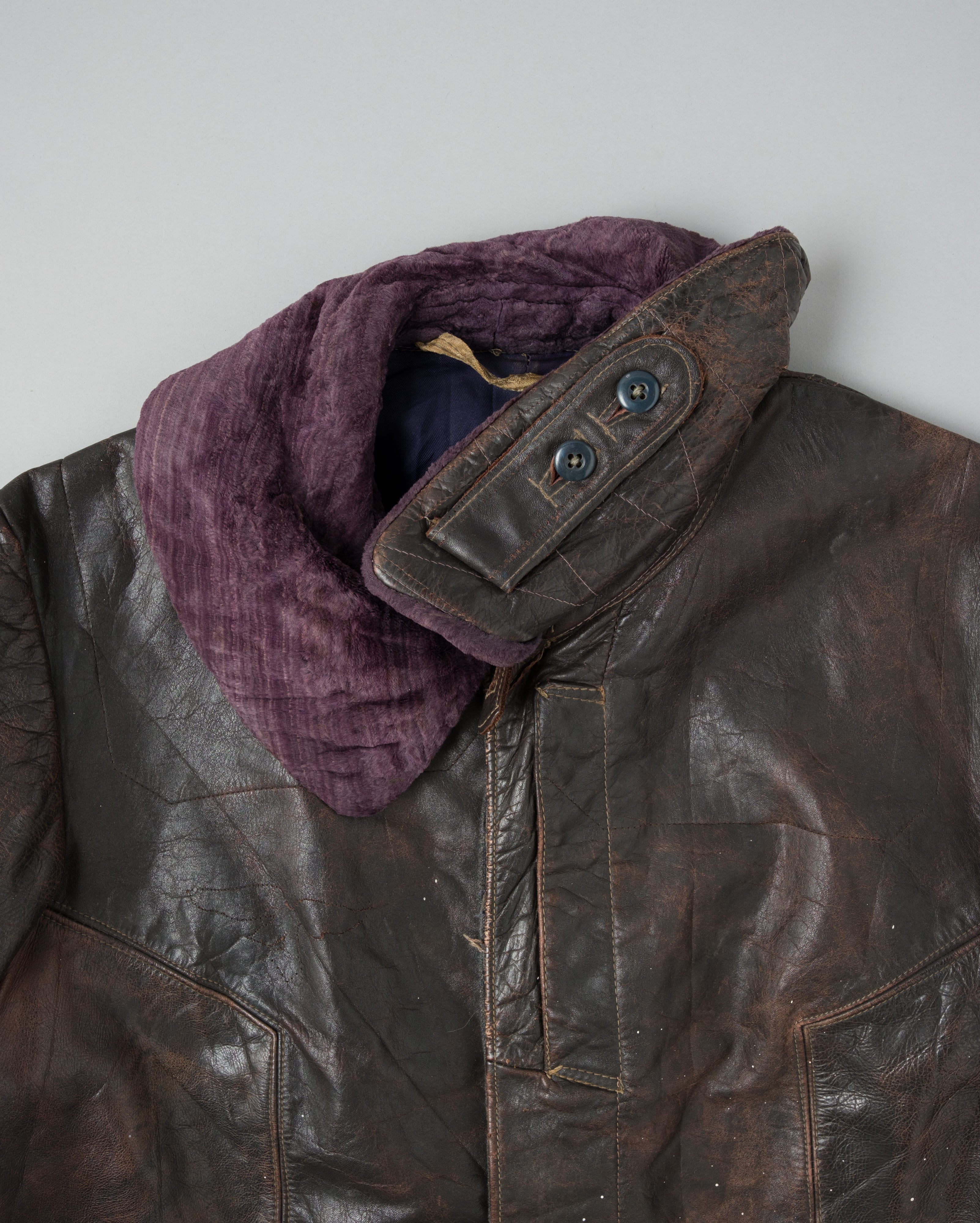 【~40's】WWII German Air Force Elite Jet Fighter Winter Leather Flight Jacket "Luftwaffe"