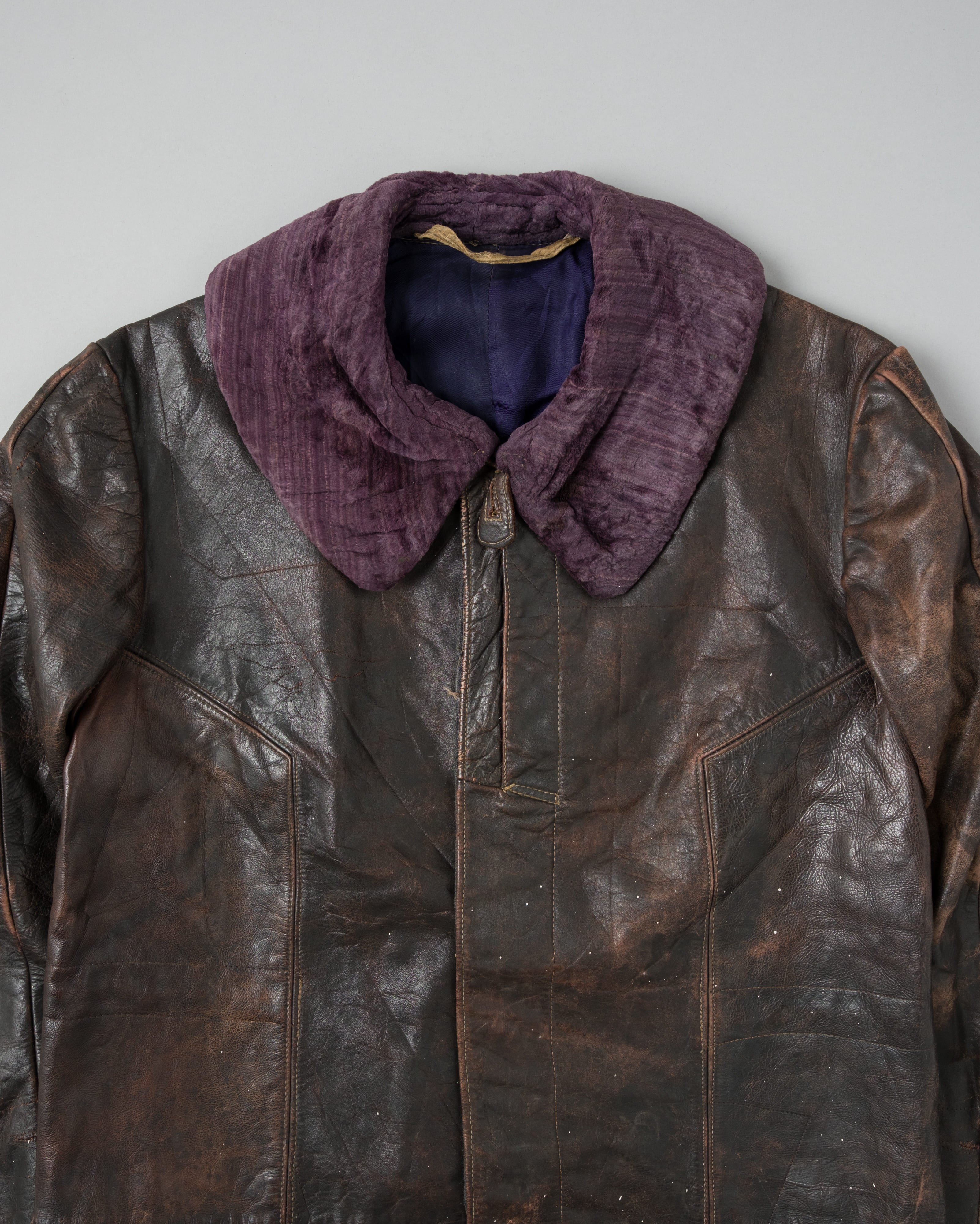 【~40's】WWII German Air Force Elite Jet Fighter Winter Leather Flight Jacket "Luftwaffe"