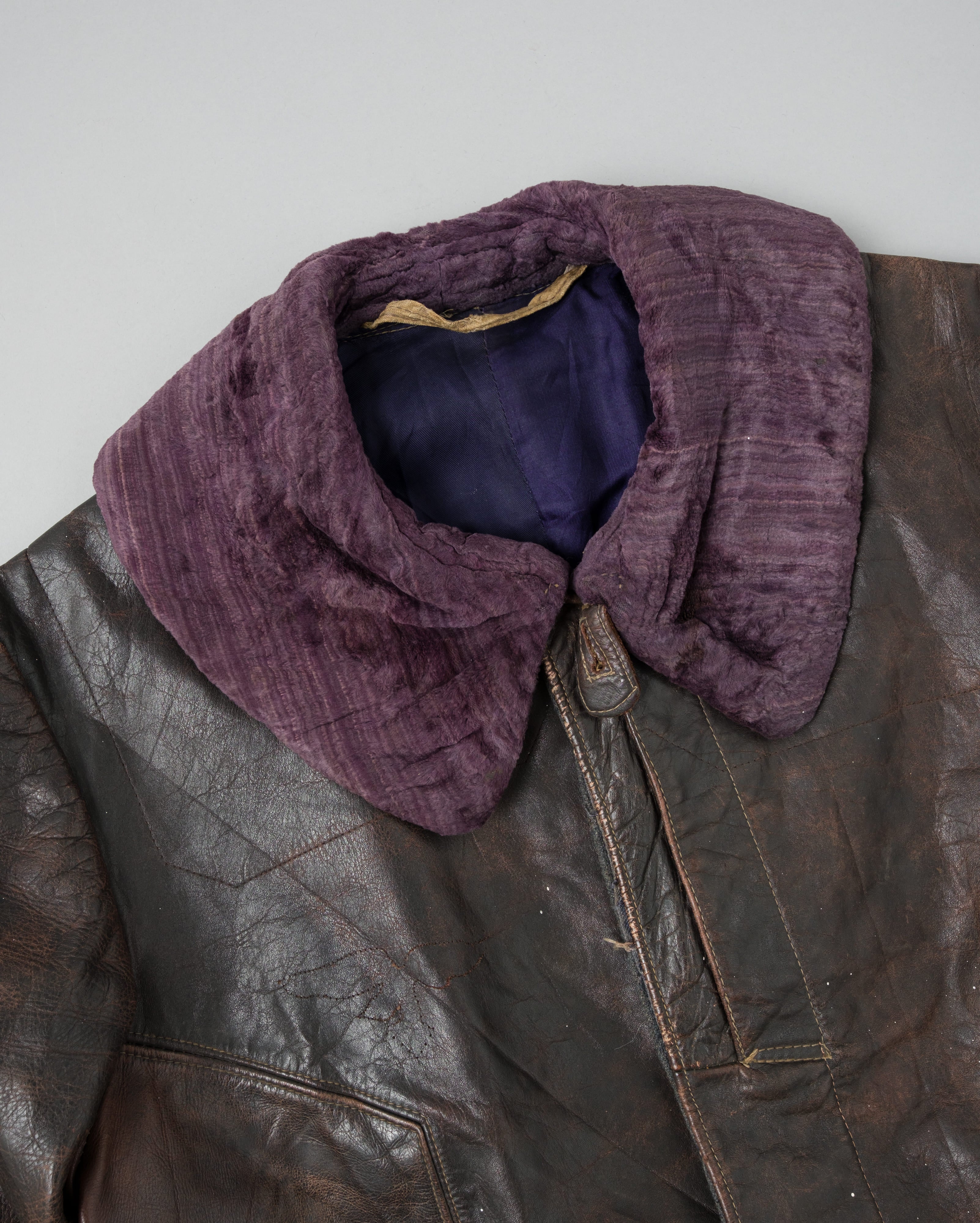 【~40's】WWII German Air Force Elite Jet Fighter Winter Leather Flight Jacket "Luftwaffe"