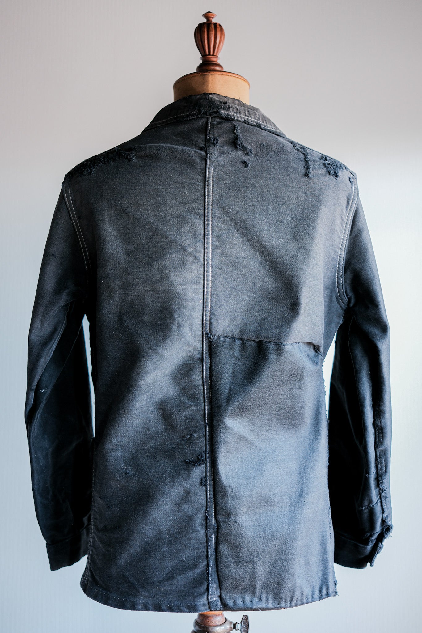 【~40's】French Vintage Black Moleskin Work Jacket "Boro"
