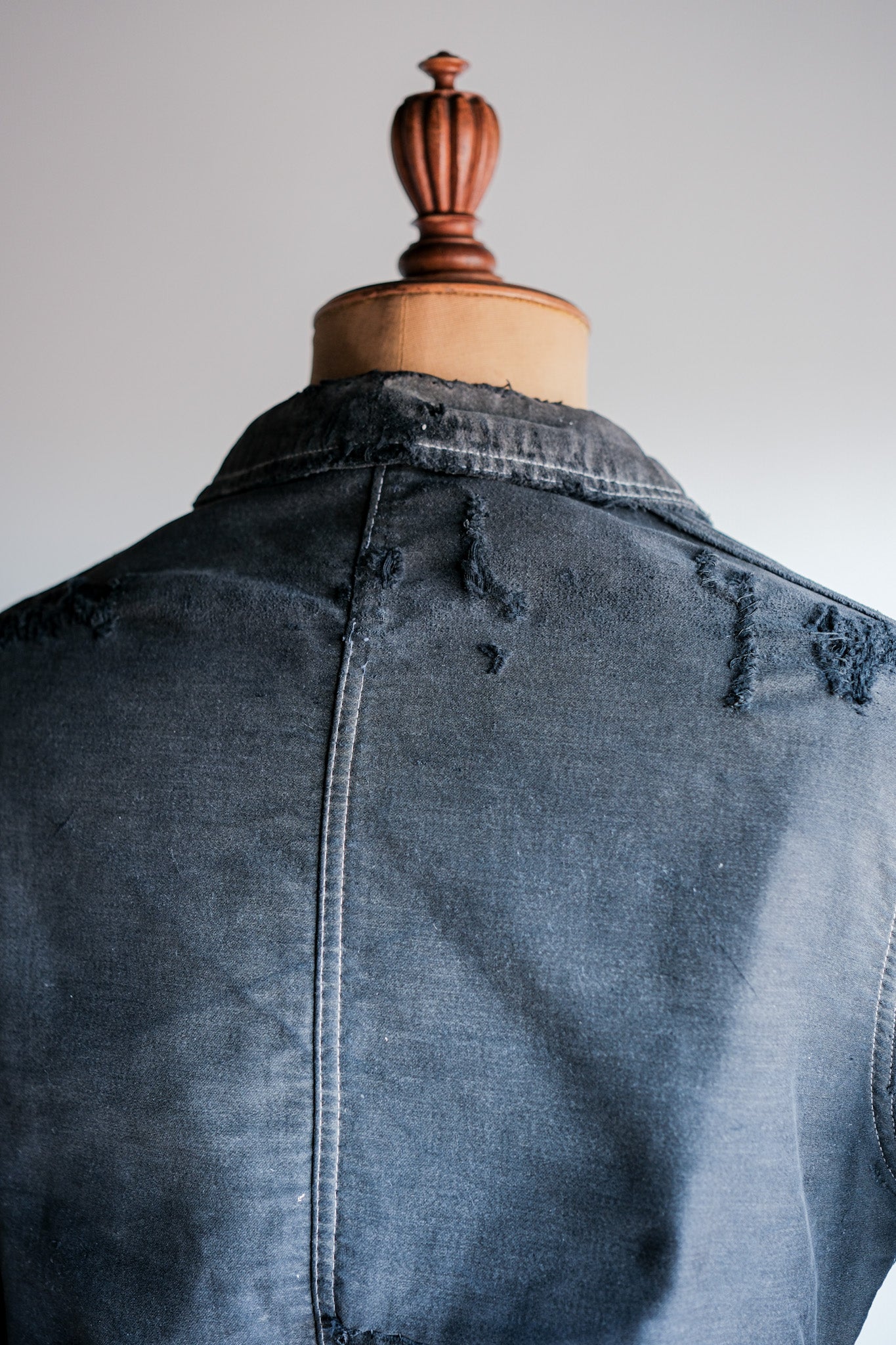 【~40's】French Vintage Black Moleskin Work Jacket "Boro"