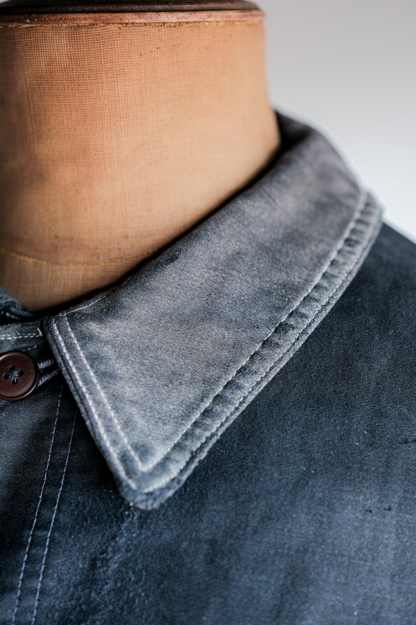 【~40's】French Vintage Black Moleskin Work Jacket "Boro"