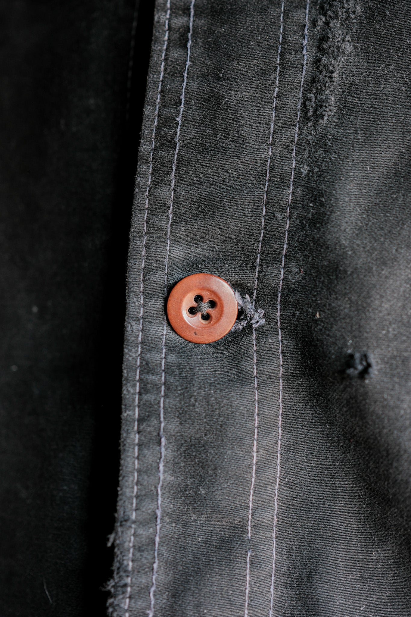 【~40's】French Vintage Black Moleskin Work Jacket "Boro"