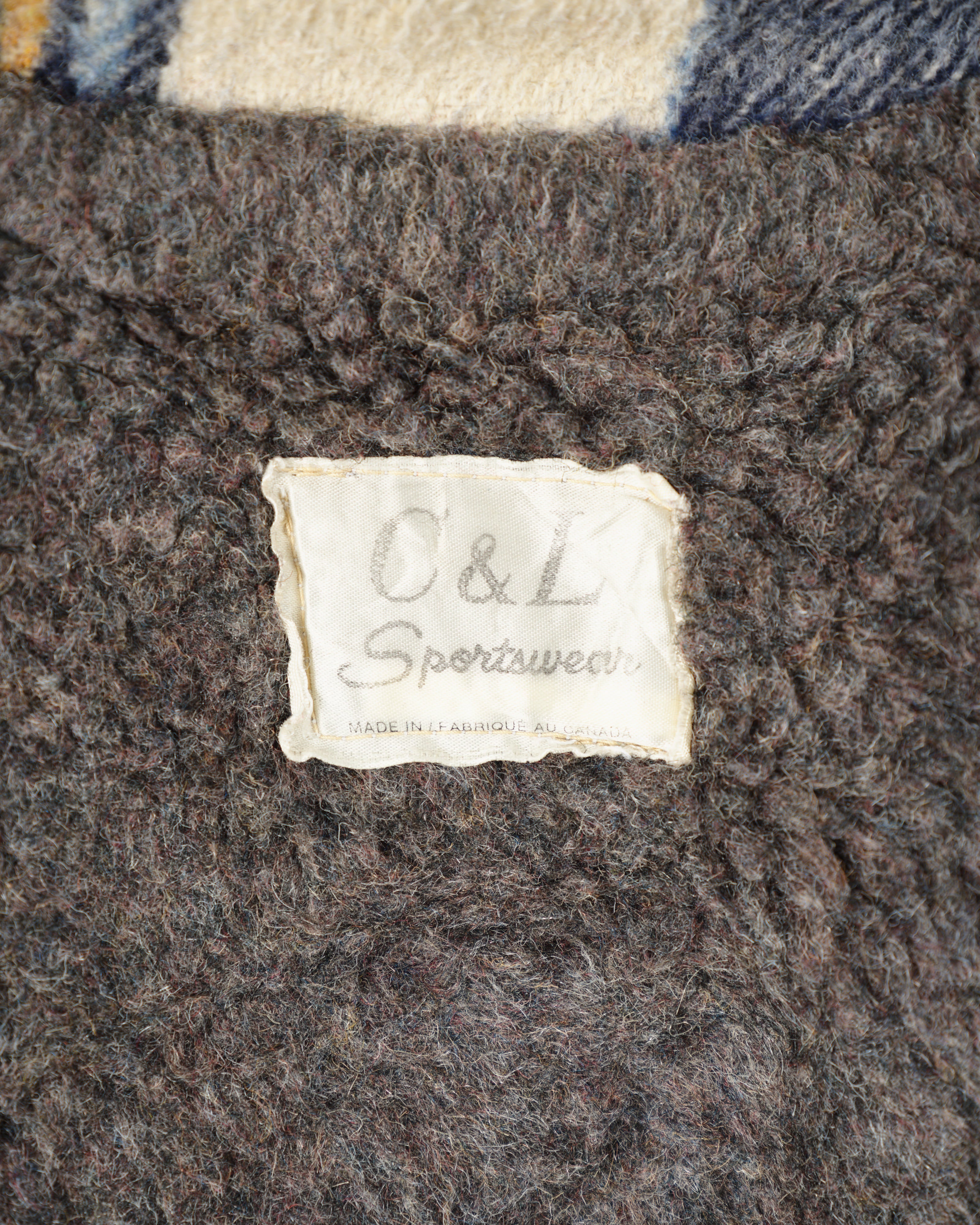 【~60's】Canadian Vintage Switching Suede Leather Mixed Wool Plaid Jacket