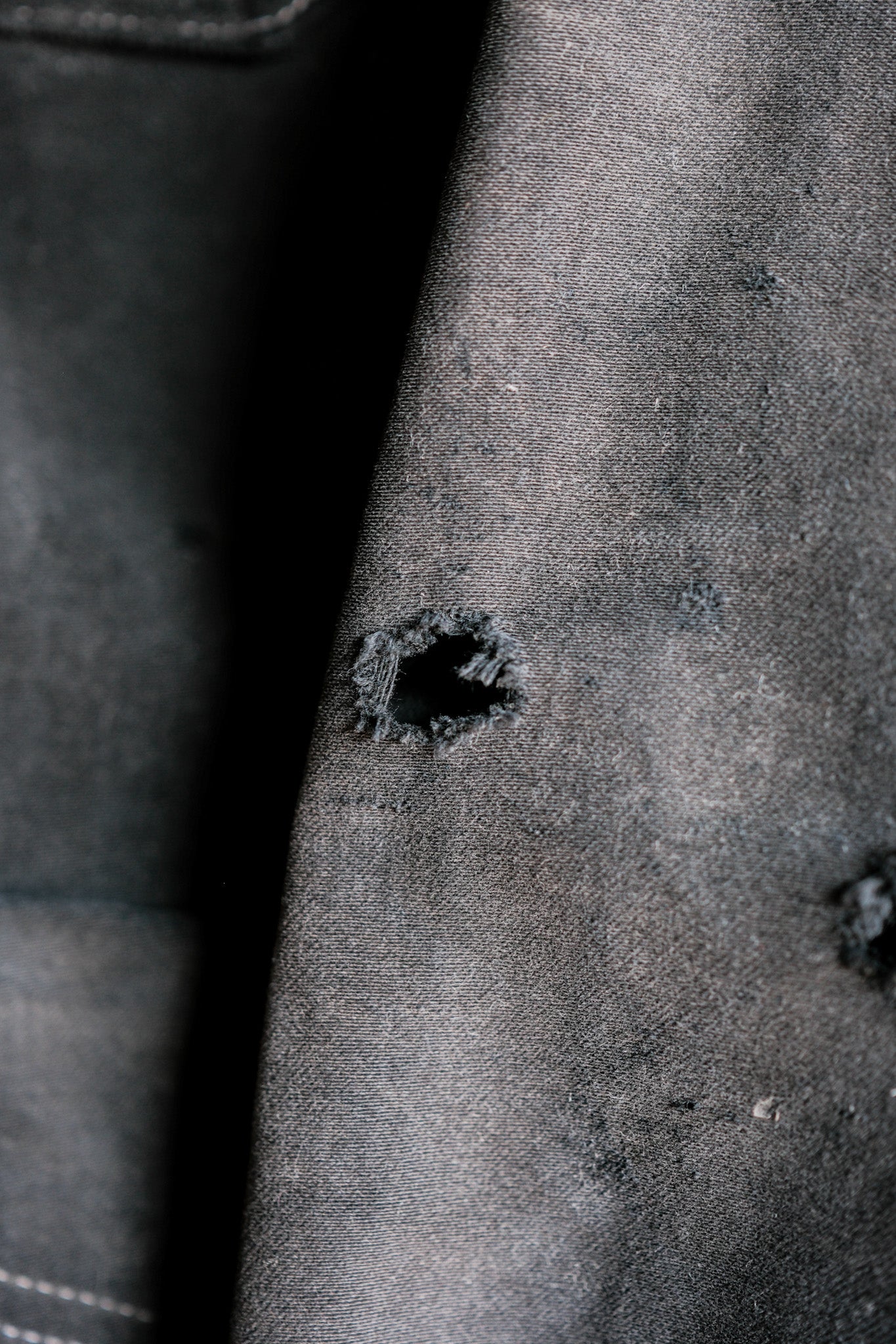 【~40's】French Vintage Black Moleskin Work Jacket "Boro"