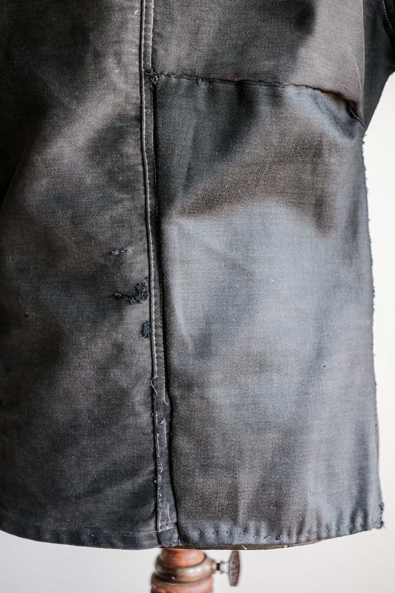 【~40's】French Vintage Black Moleskin Work Jacket "Boro"