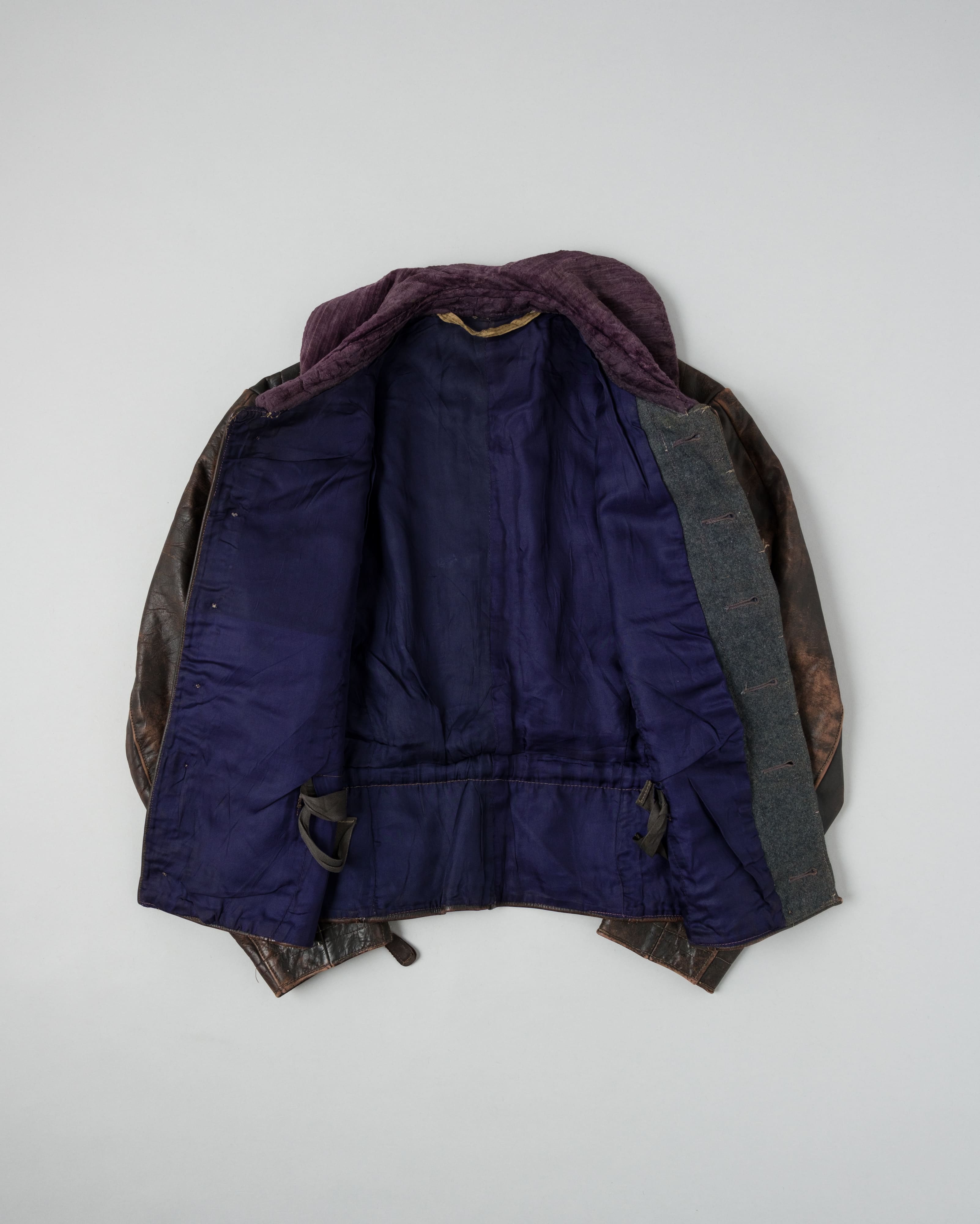 【~40's】WWII German Air Force Elite Jet Fighter Winter Leather Flight Jacket "Luftwaffe"