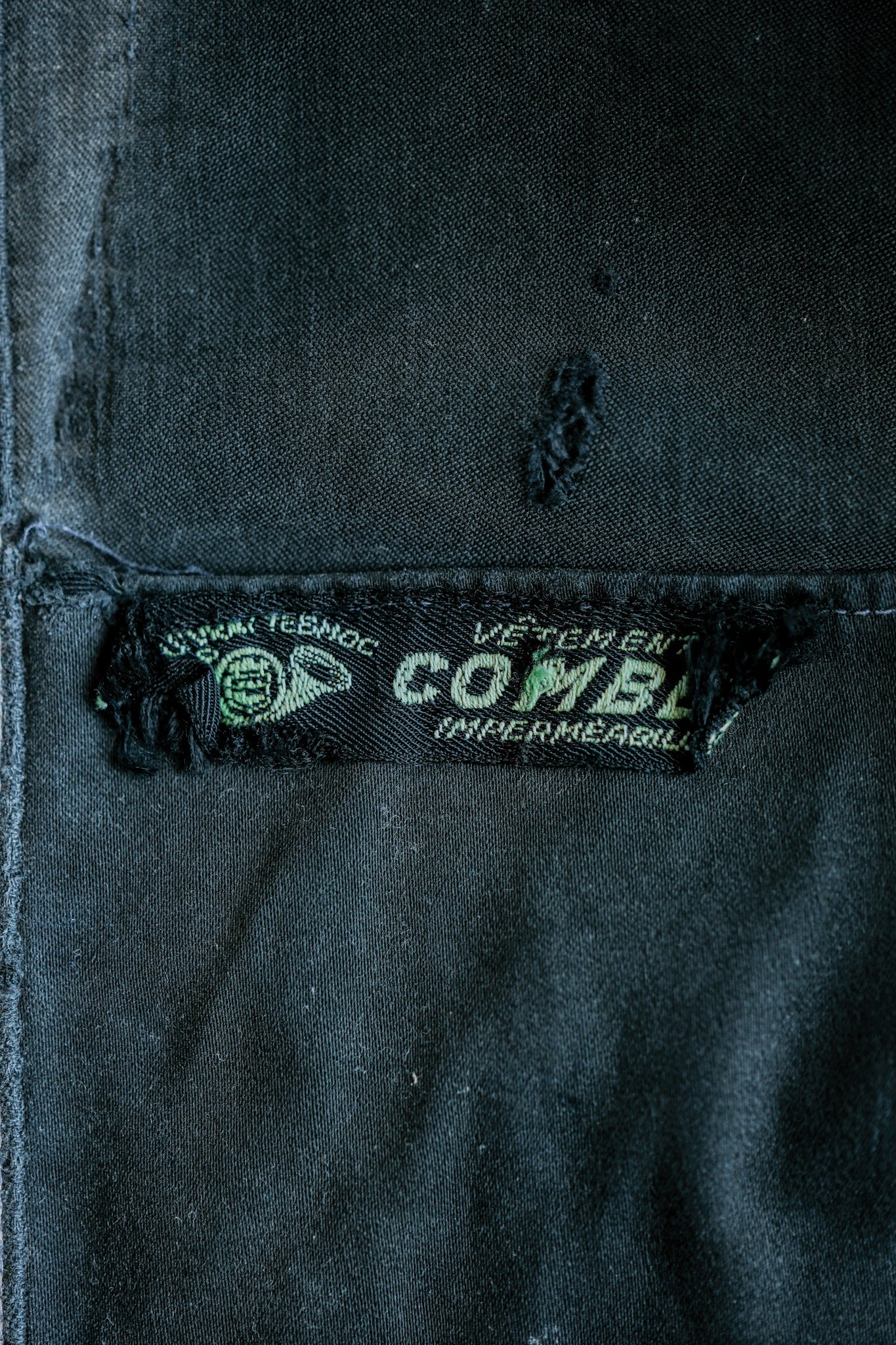 【~40's】French Vintage Black Moleskin Work Jacket "Boro"