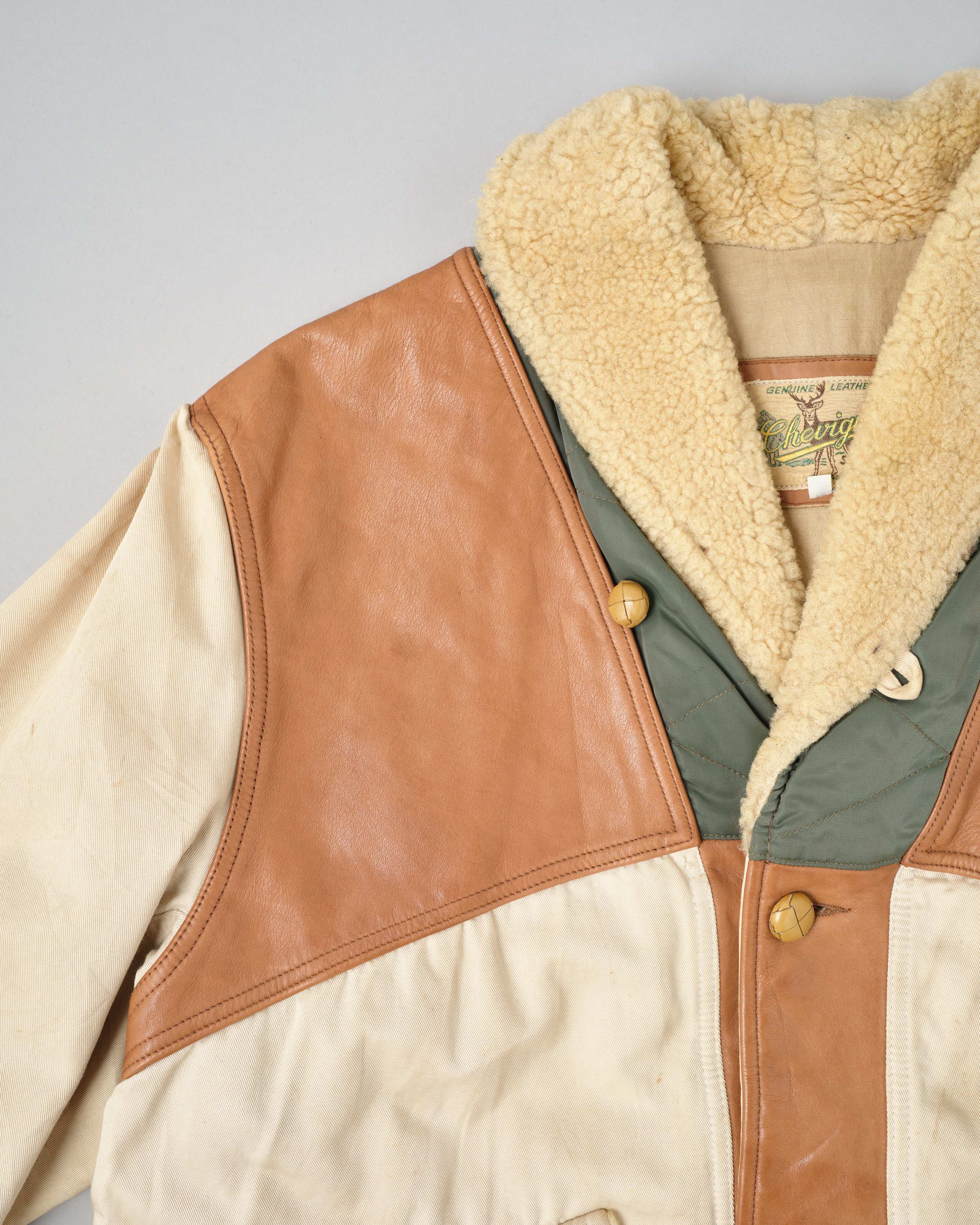 【~80's】Old CHEVIGNON Switching Design Shawl Collar Jacket Size.XL