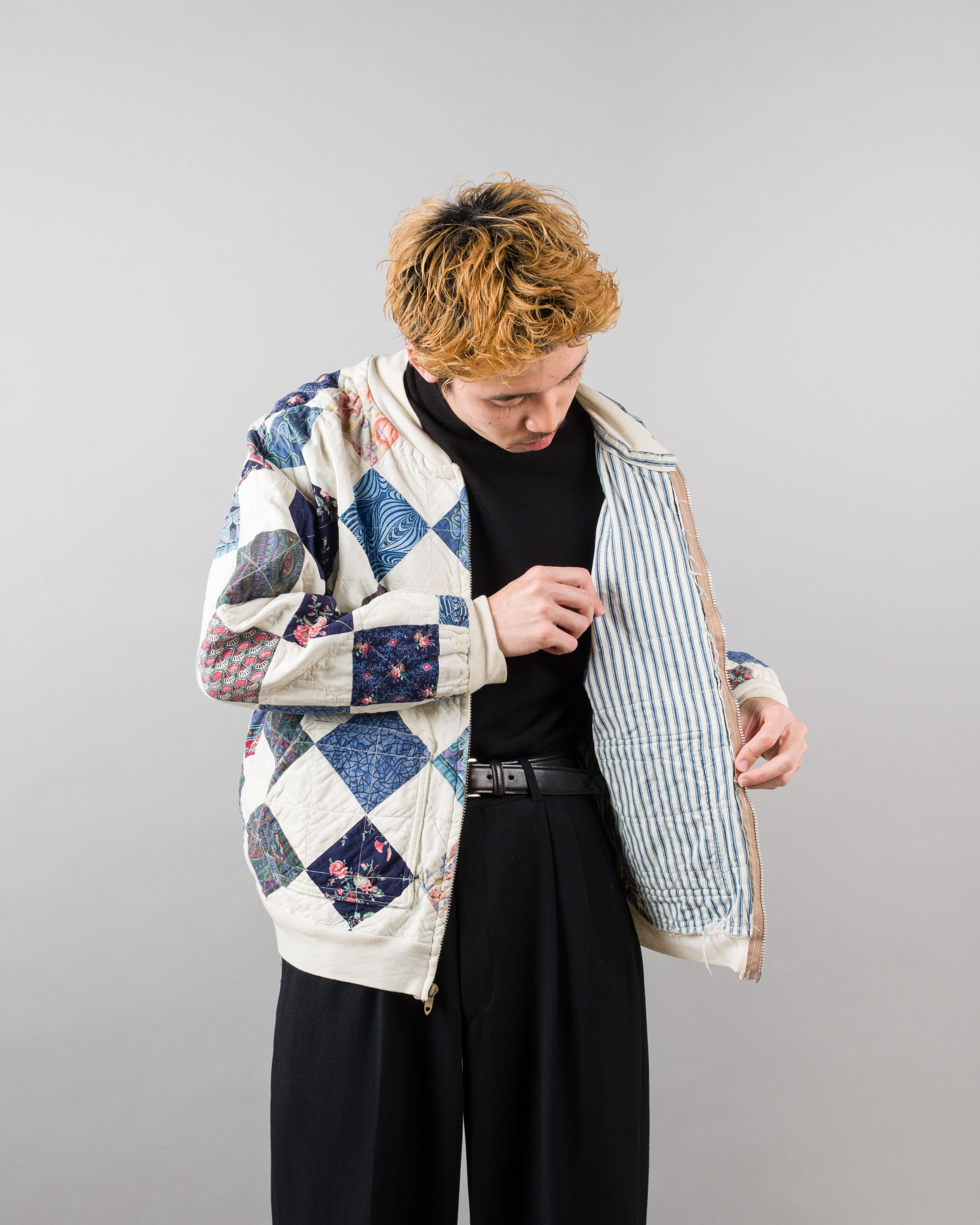 【~70’s】Europe Vintage Various Patterned Patchwork Blouson "Handmade"