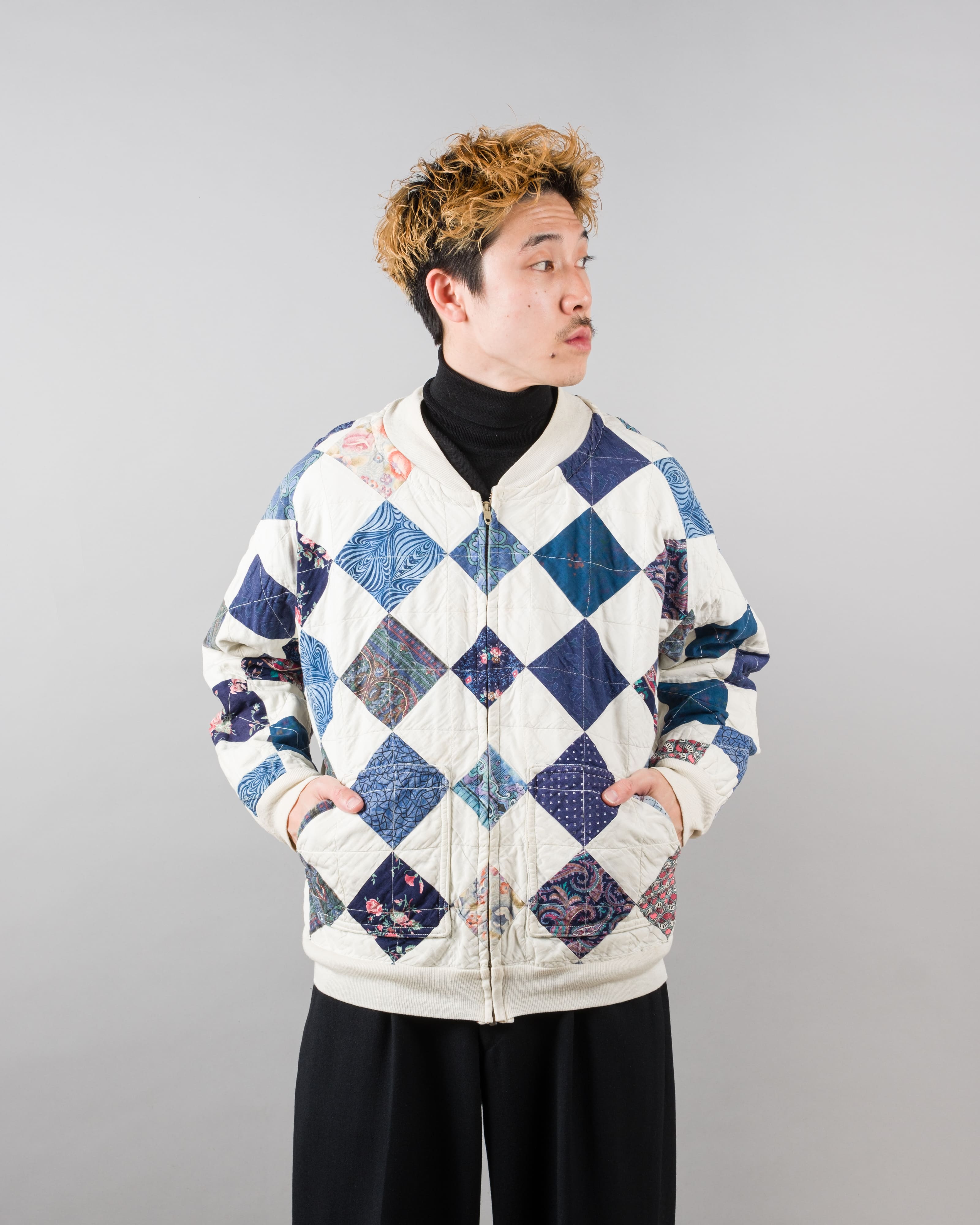 【~70’s】Europe Vintage Various Patterned Patchwork Blouson "Handmade"