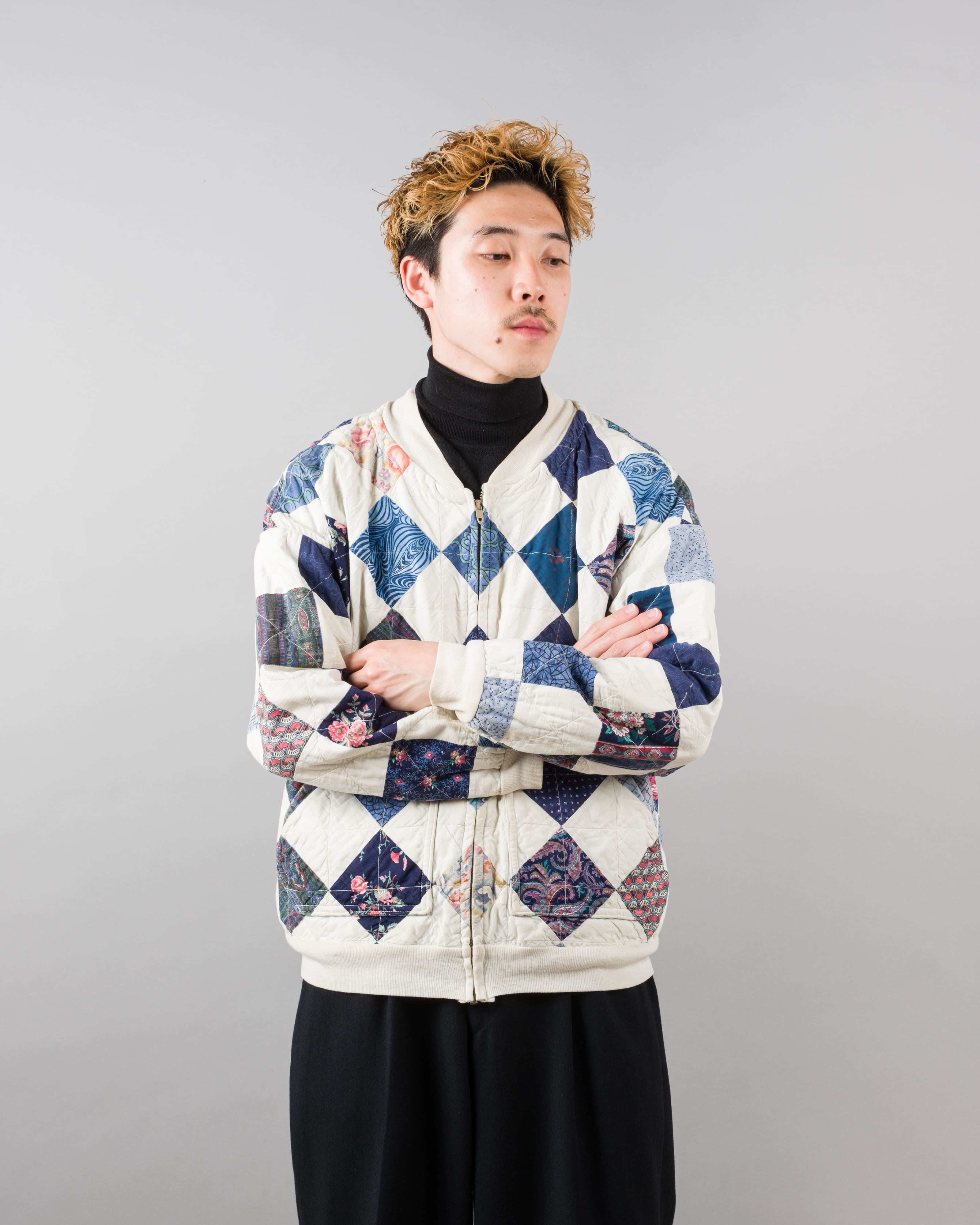 【~70’s】Europe Vintage Various Patterned Patchwork Blouson "Handmade"