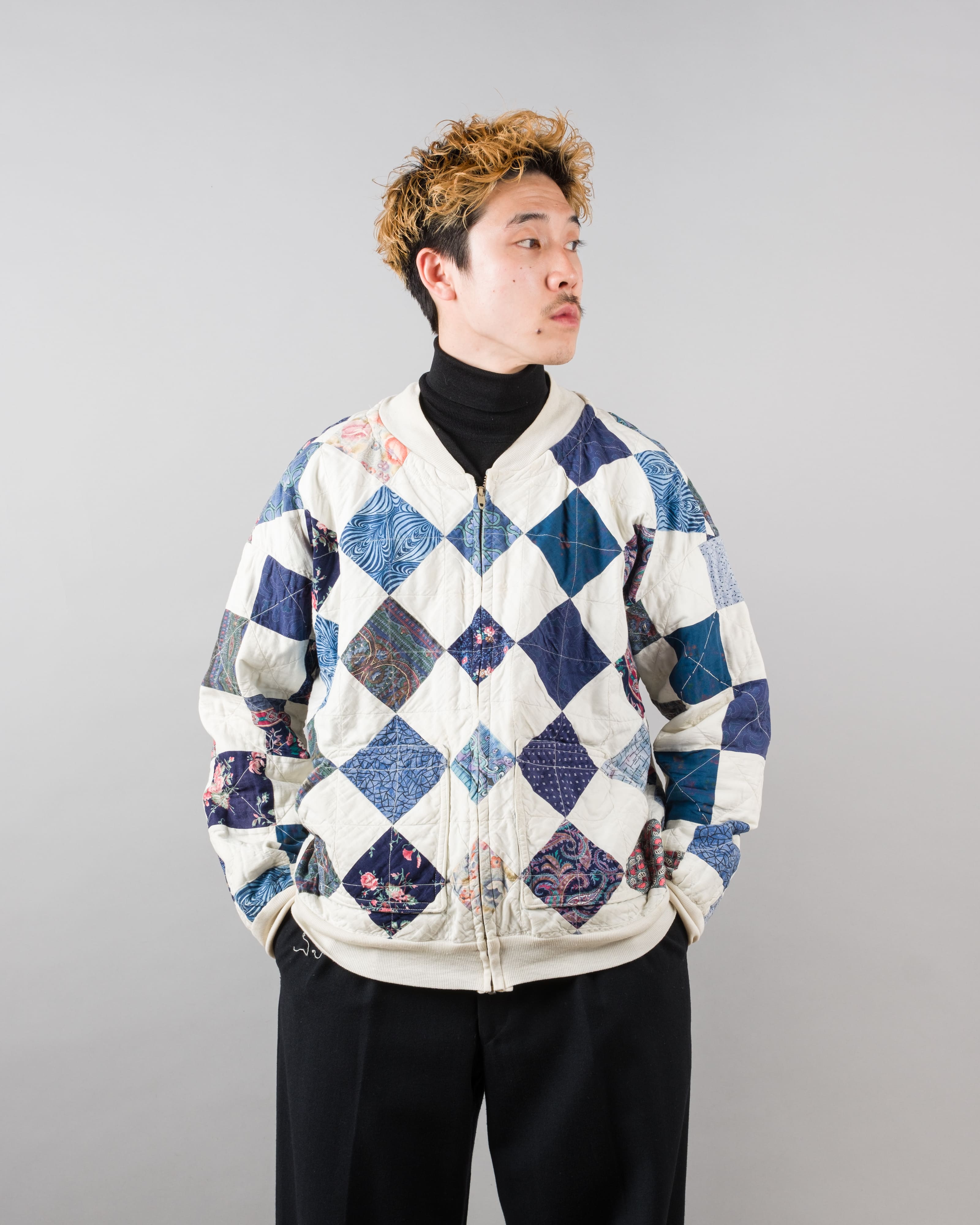 【~70’s】Europe Vintage Various Patterned Patchwork Blouson "Handmade"