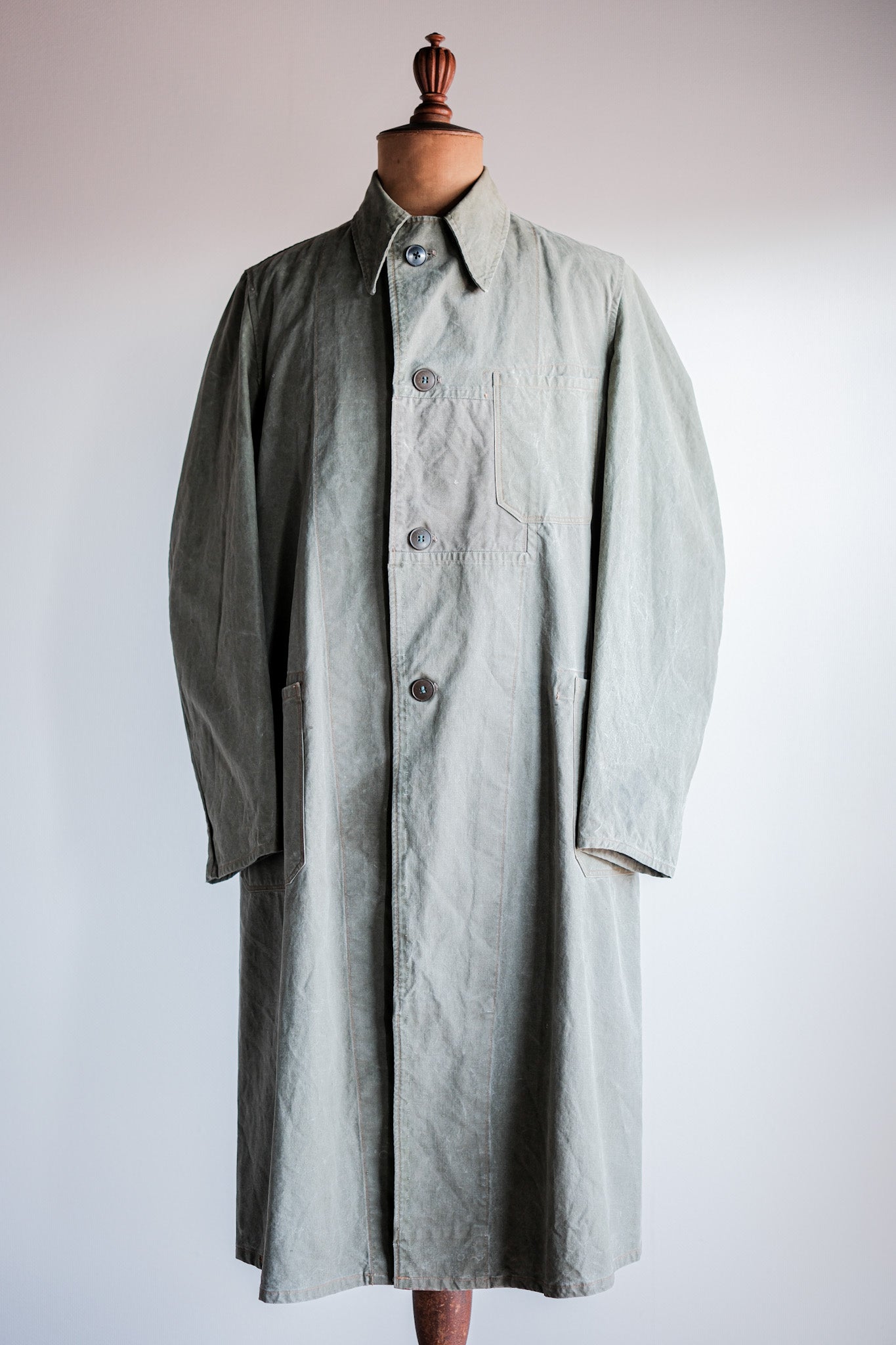 【~50's】German Vintage Green Cotton Work Coat