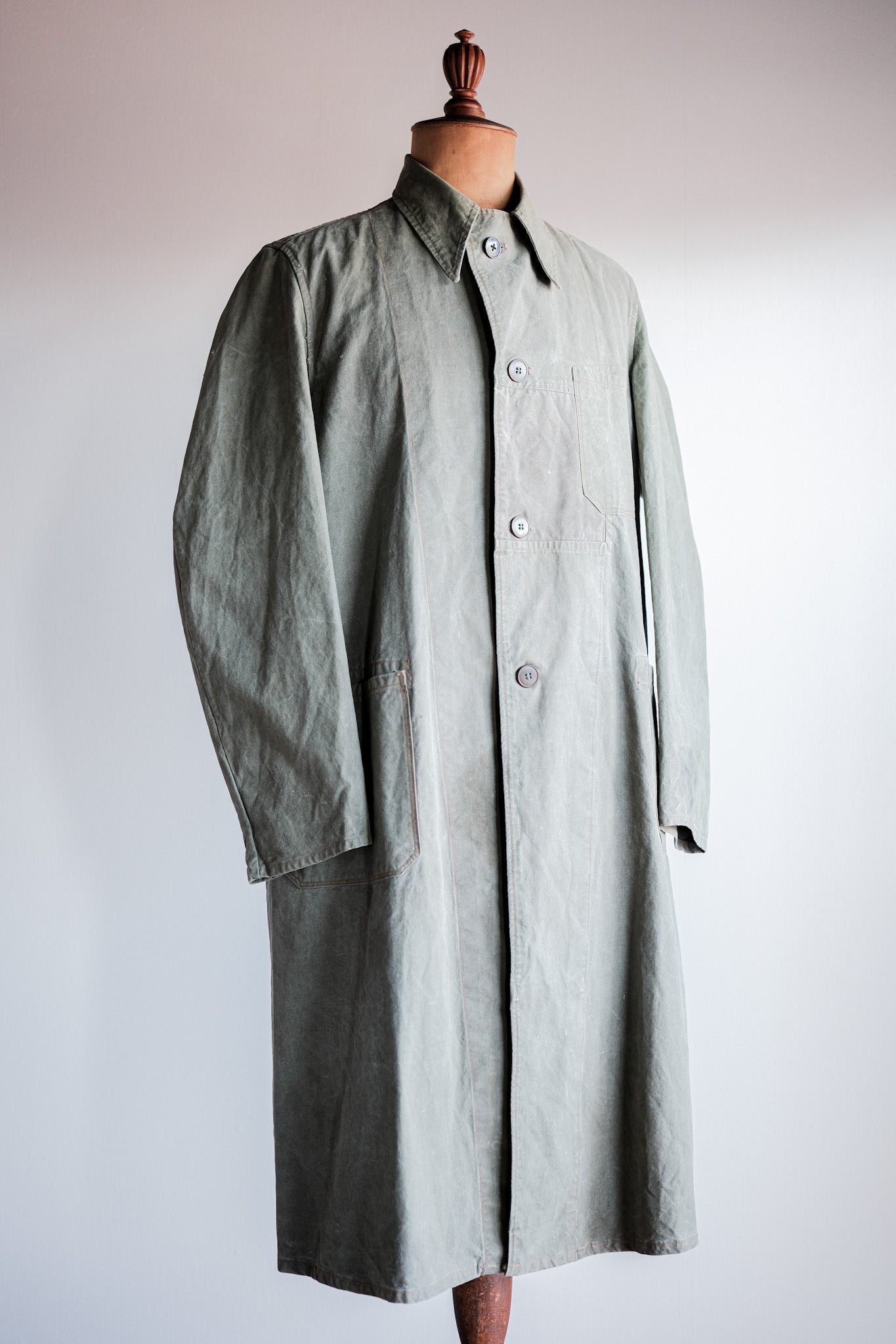 【~50's】German Vintage Green Cotton Work Coat