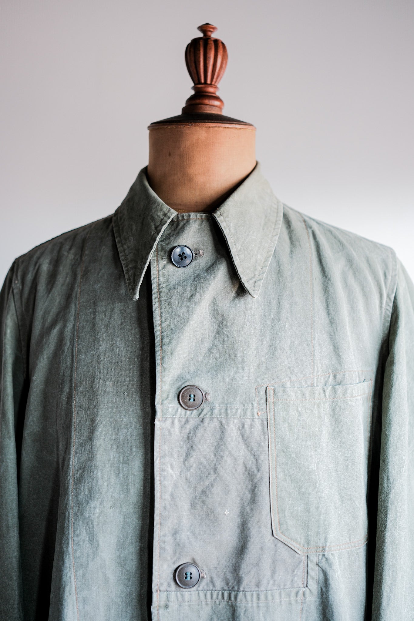 【~50's】German Vintage Green Cotton Work Coat