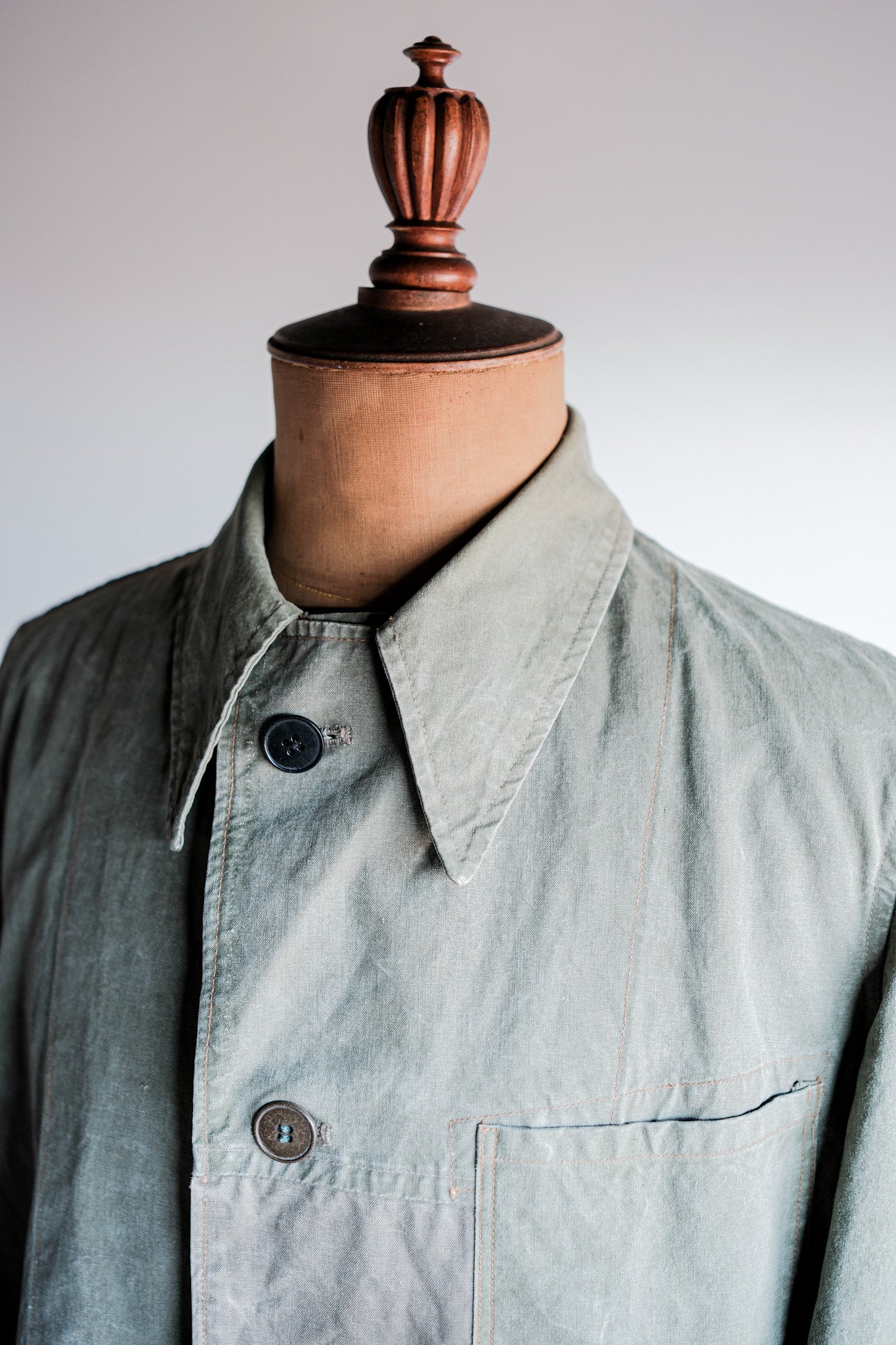 【~50's】German Vintage Green Cotton Work Coat