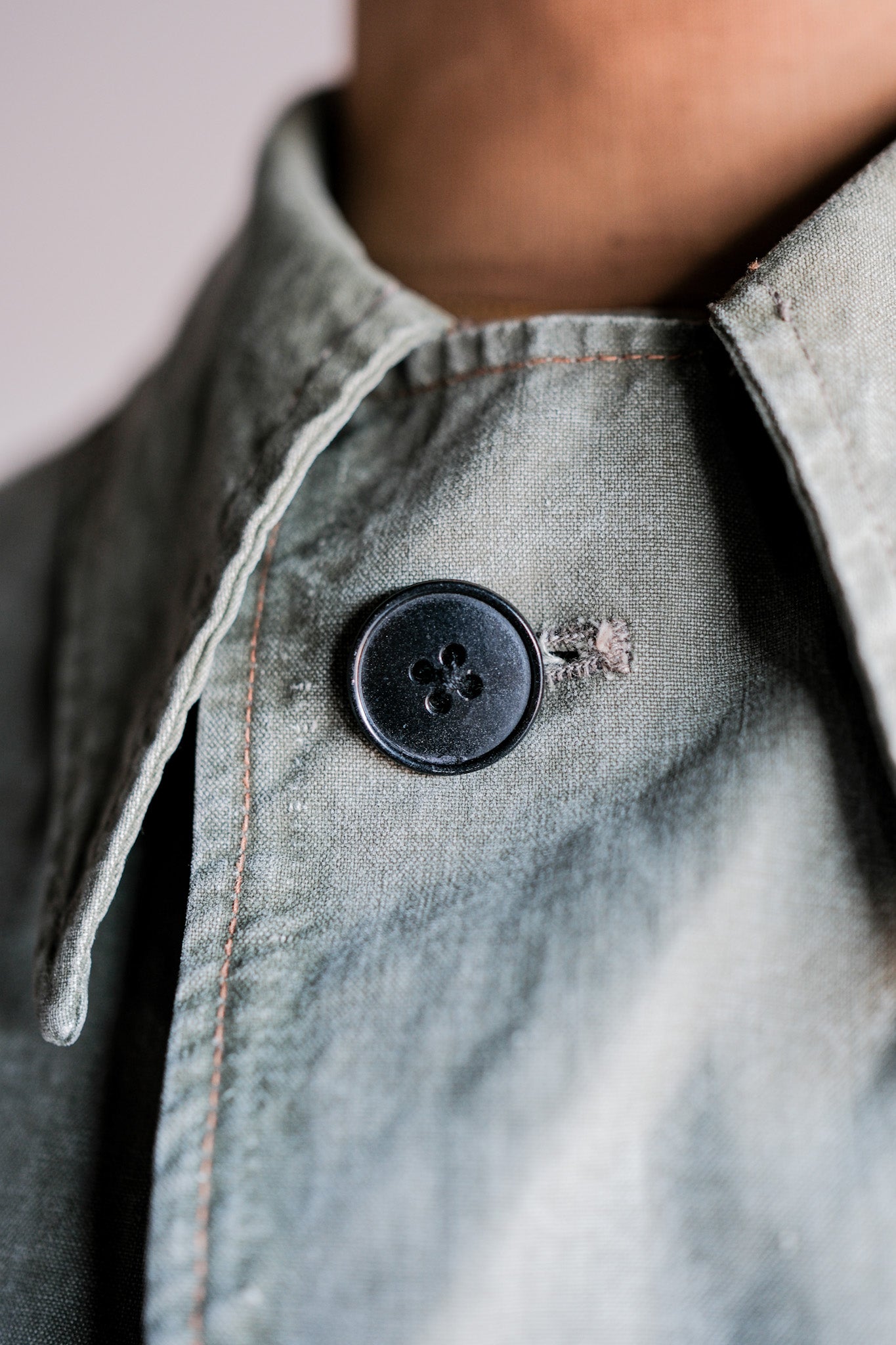 【~50's】German Vintage Green Cotton Work Coat