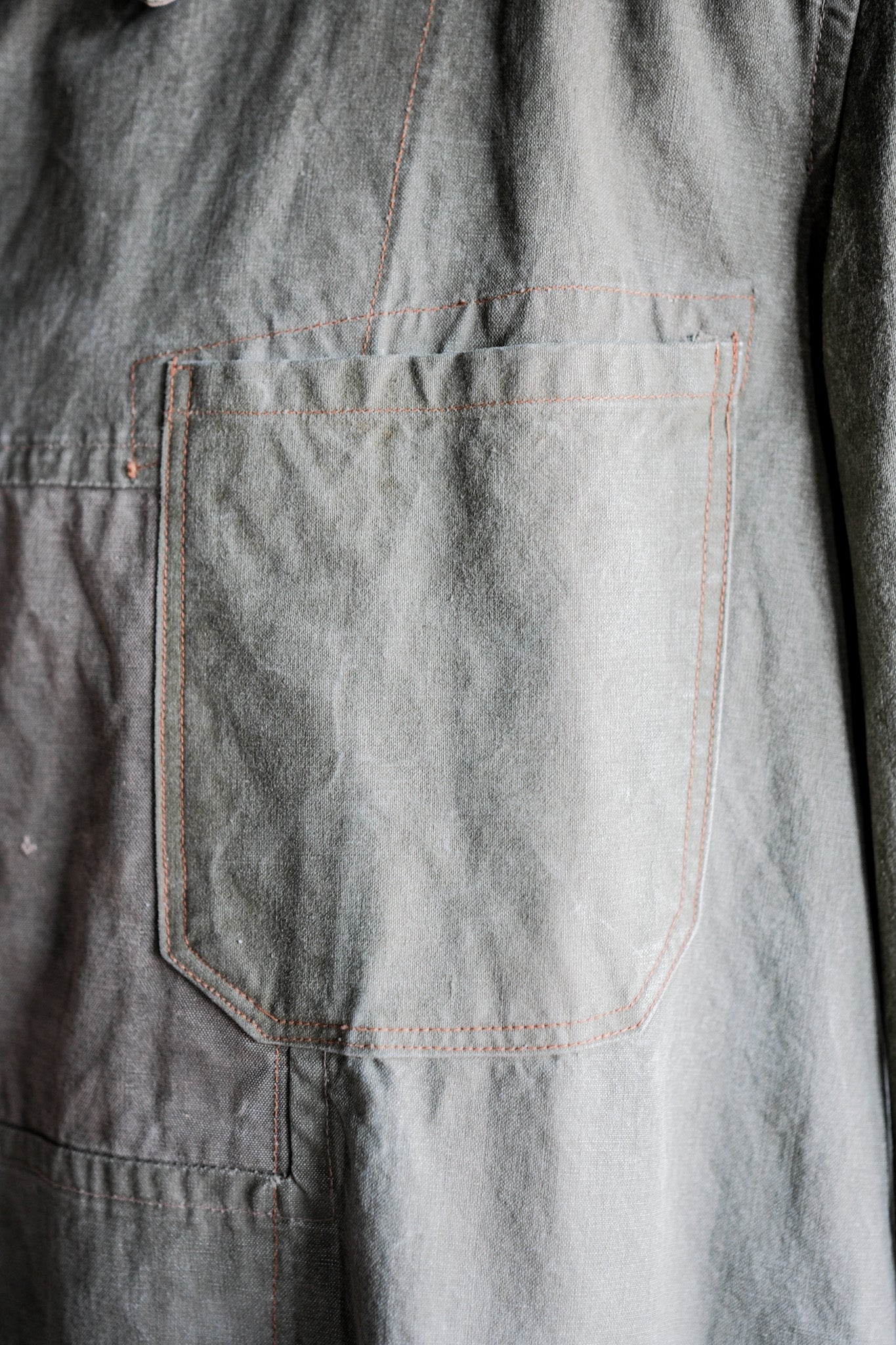 【~50's】German Vintage Green Cotton Work Coat