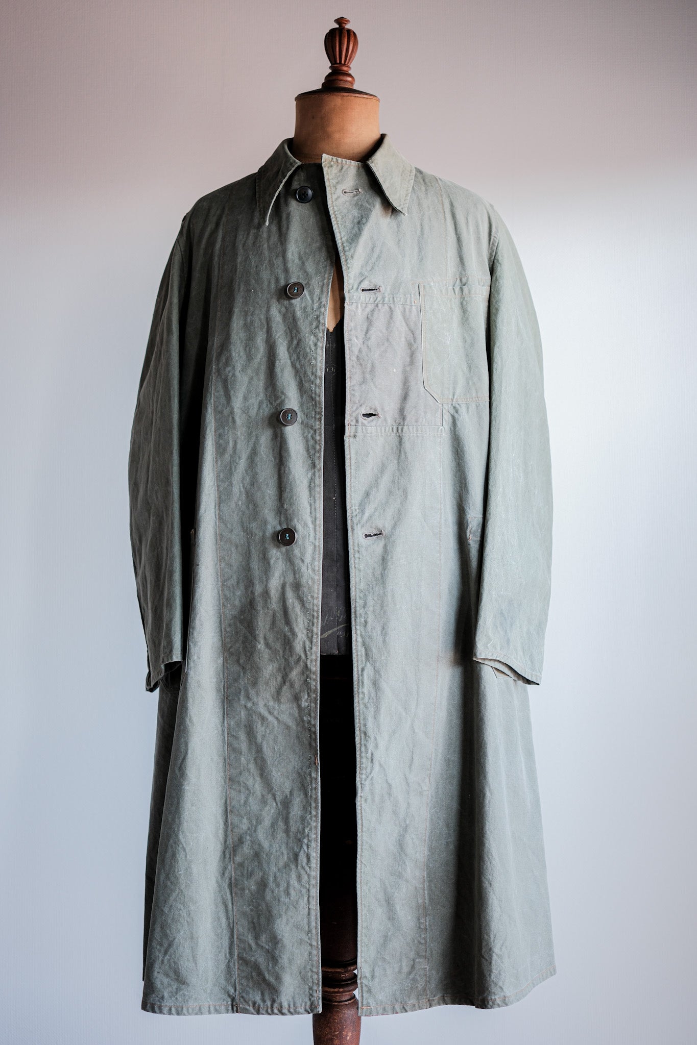 【~50's】German Vintage Green Cotton Work Coat