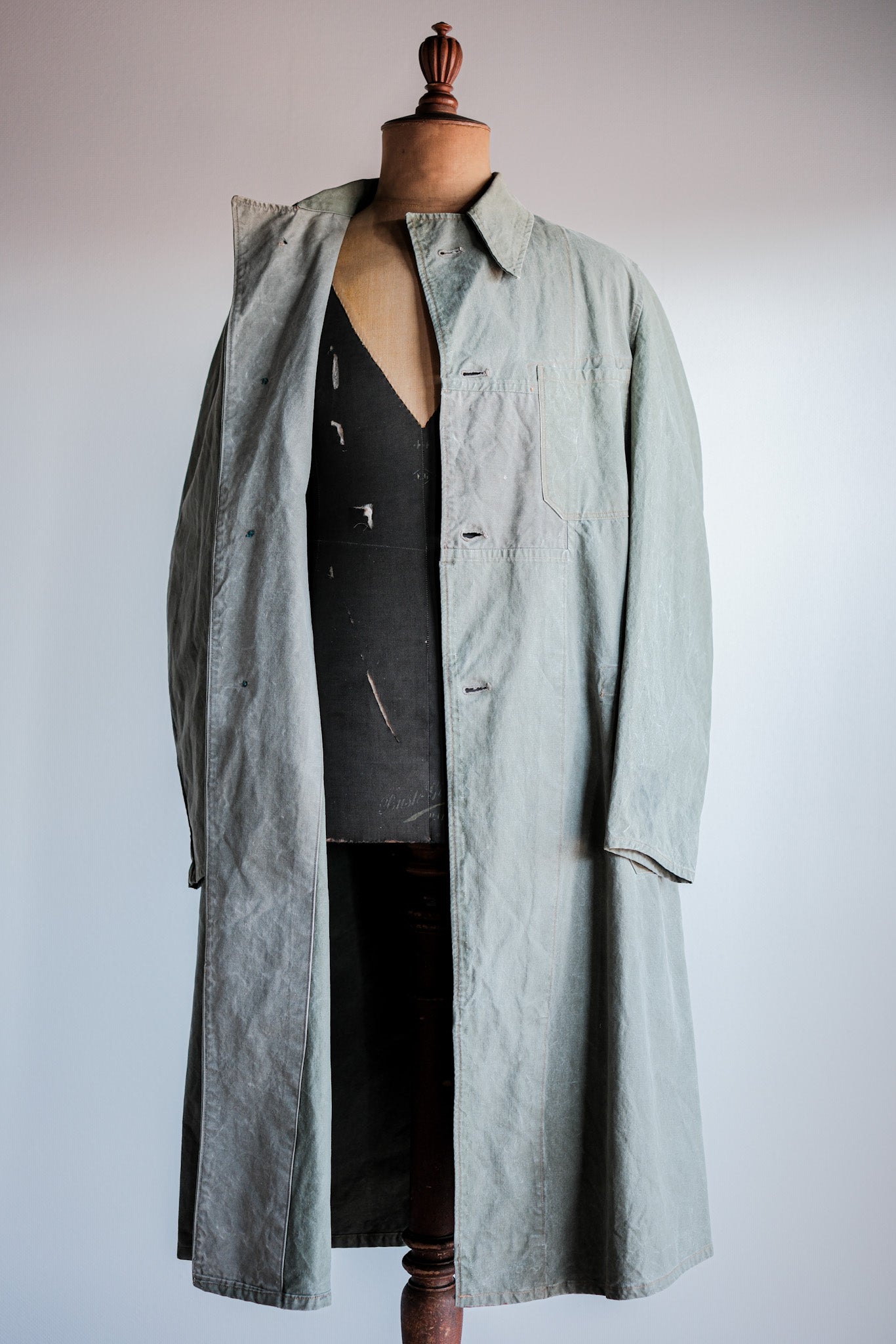 【~50's】German Vintage Green Cotton Work Coat
