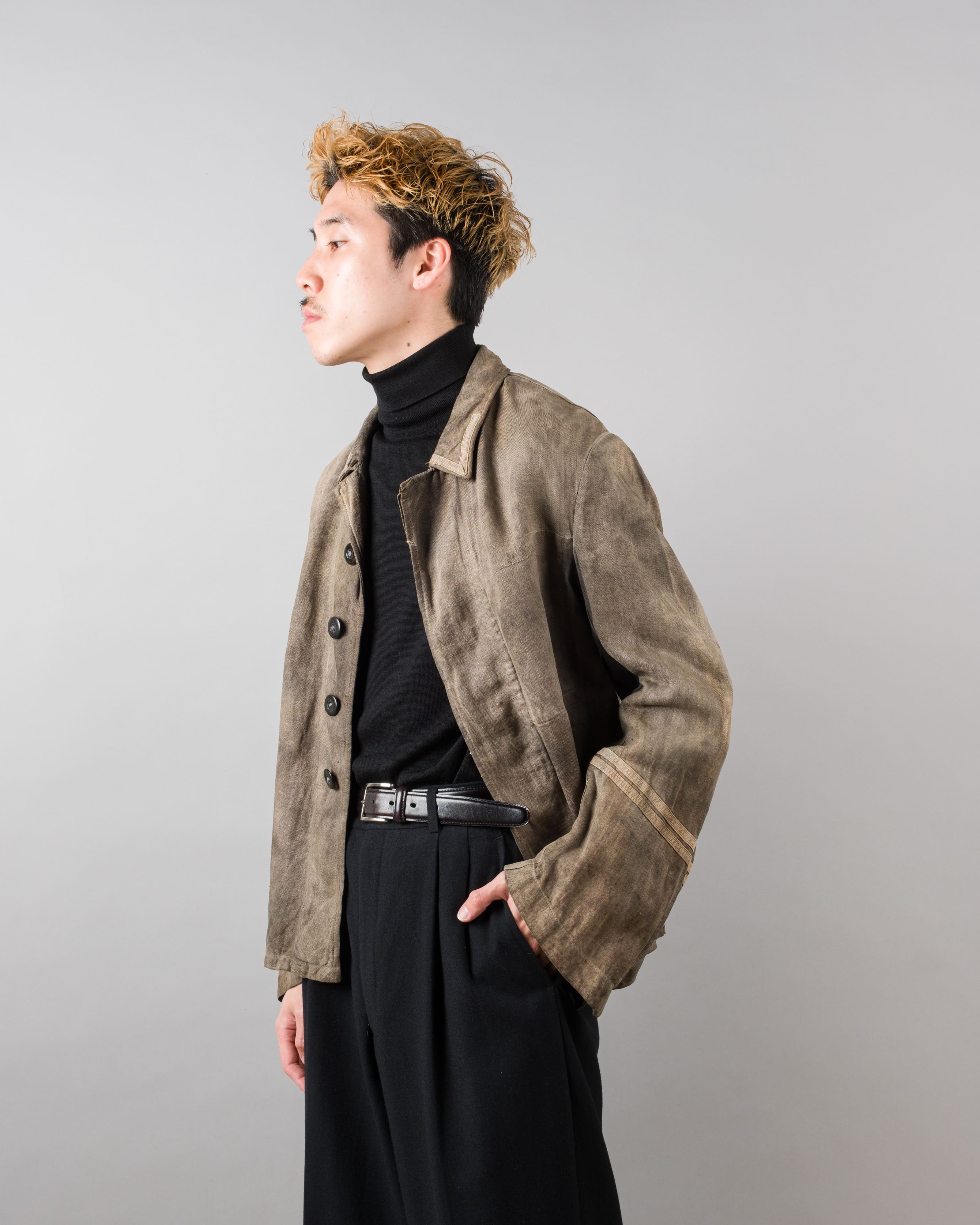 【~30's】German Air Force Gray Drillich HBT Linen Work Jacket "Unusual Color" "Luftwaffe"