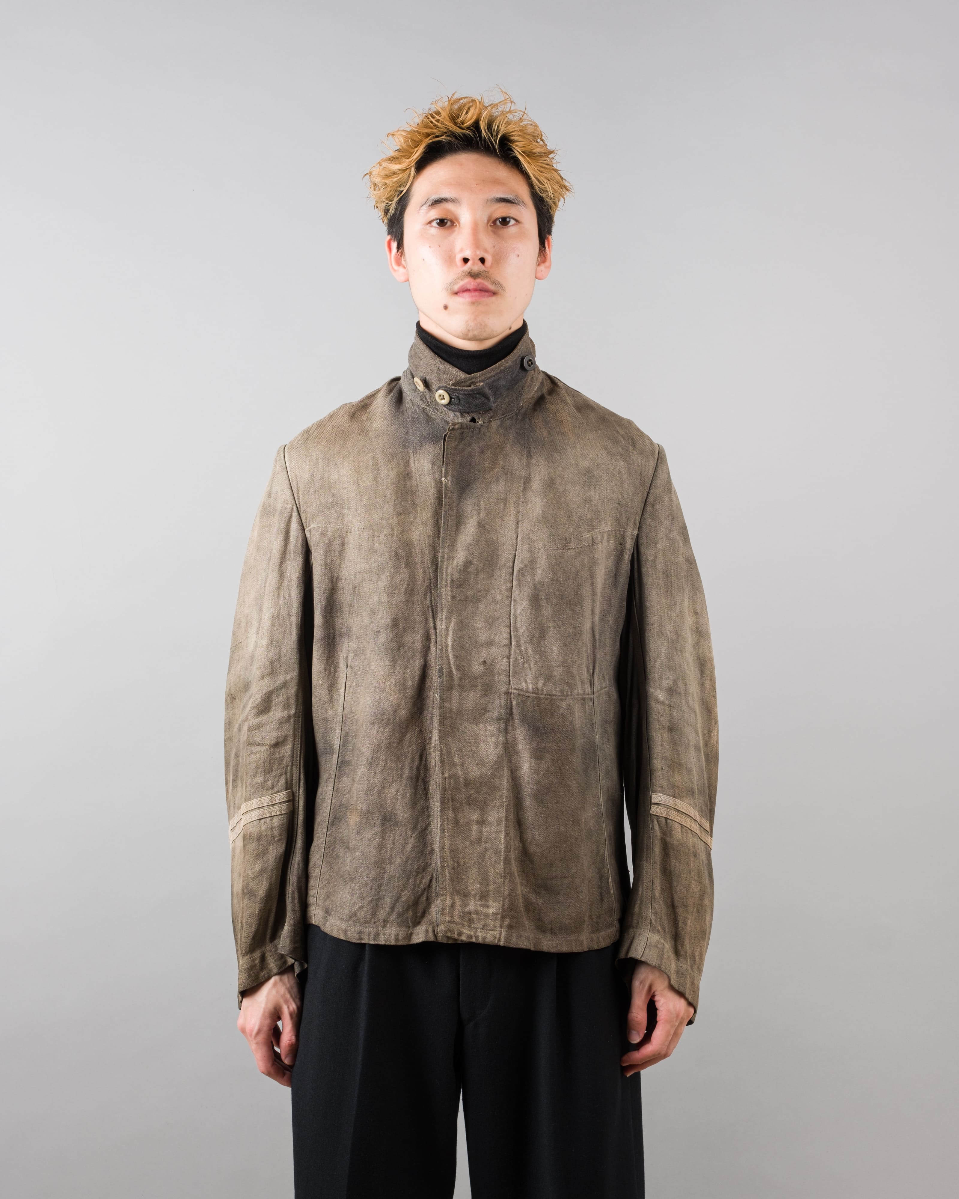 【~30's】German Air Force Gray Drillich HBT Linen Work Jacket "Unusual Color" "Luftwaffe"