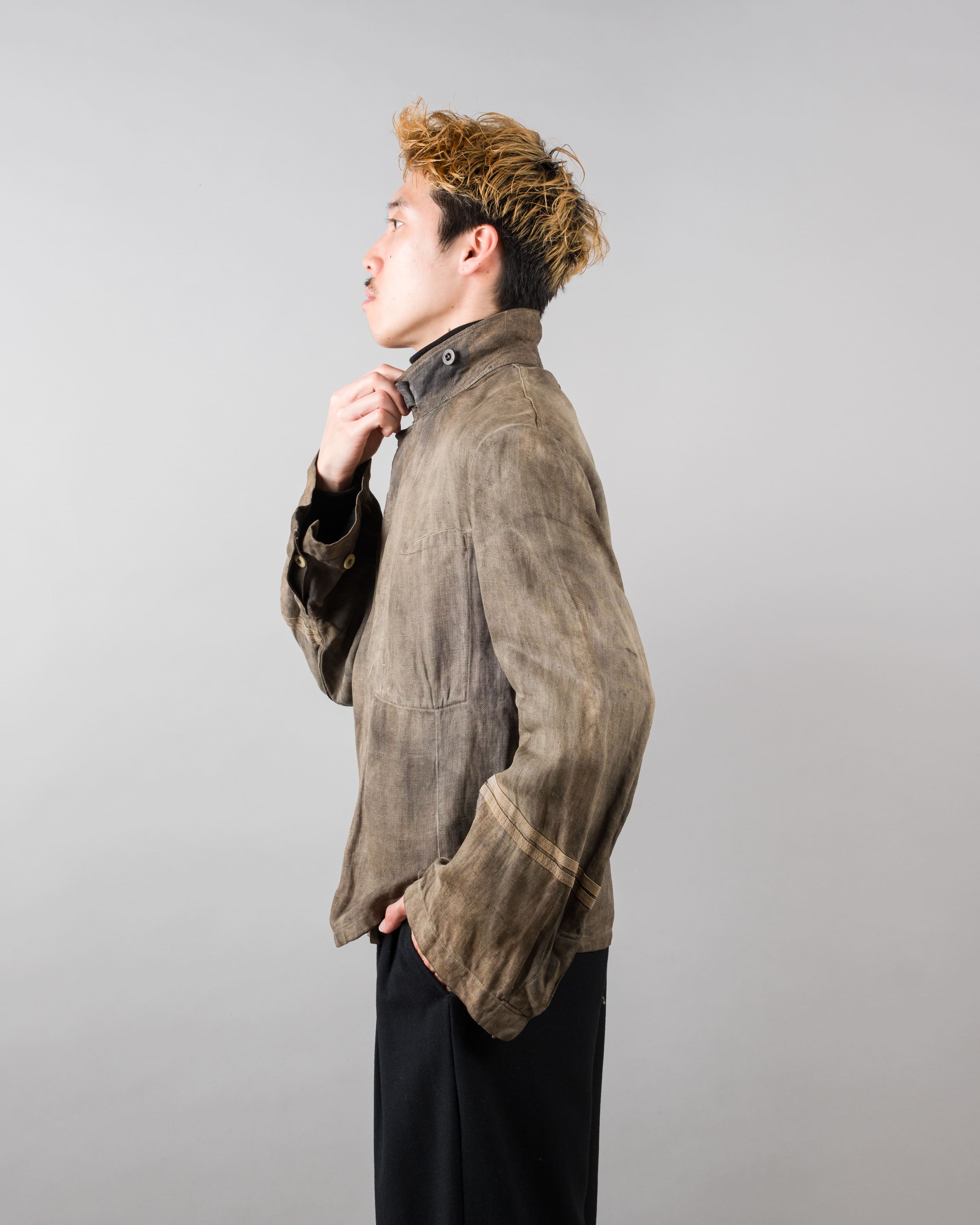 【~30's】German Air Force Gray Drillich HBT Linen Work Jacket "Unusual Color" "Luftwaffe"