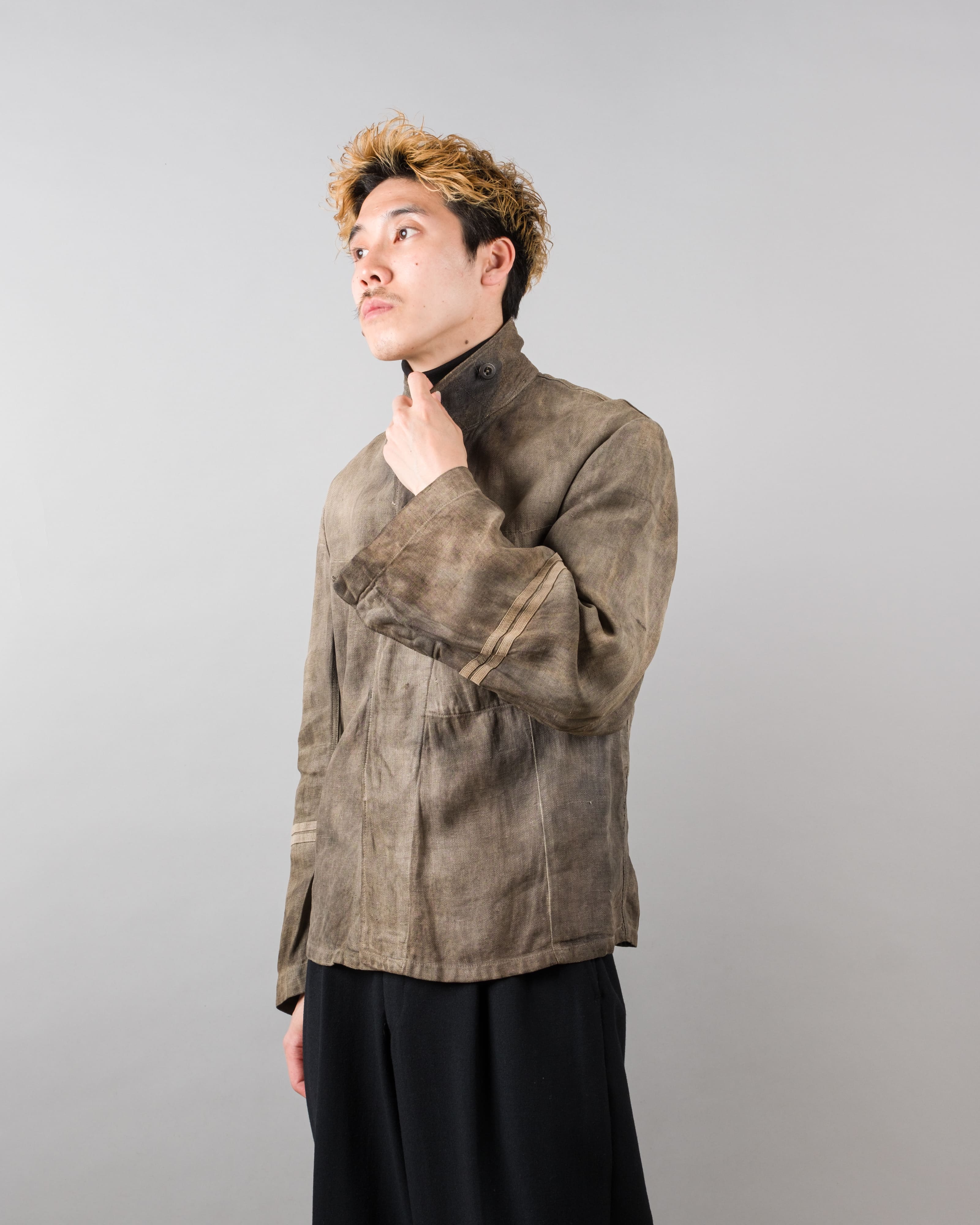 【~30's】German Air Force Gray Drillich HBT Linen Work Jacket "Unusual Color" "Luftwaffe"